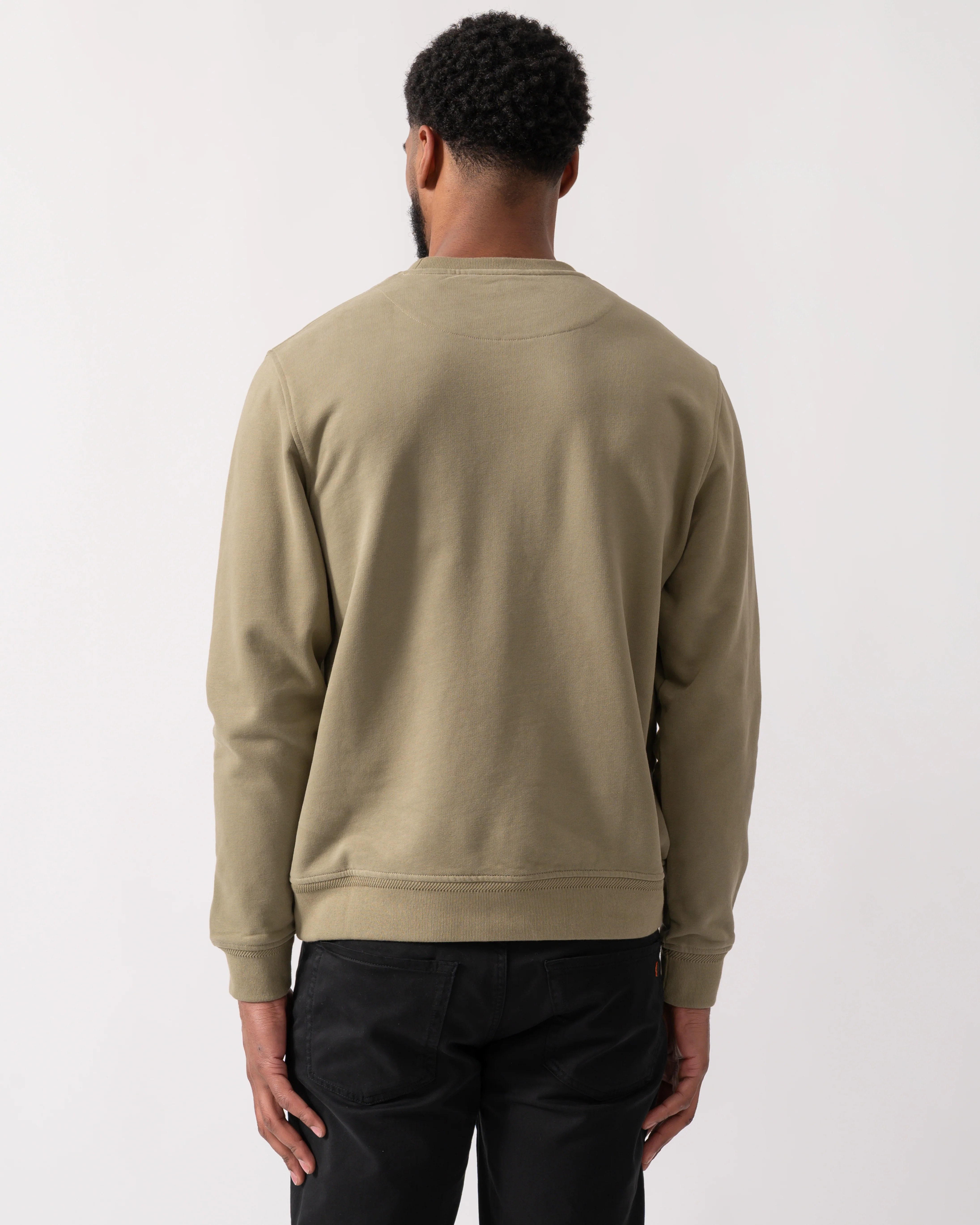 Belstaff Mens Crew Neck Sweatshirt With Logo Patch - Fatigue Green - Image 4