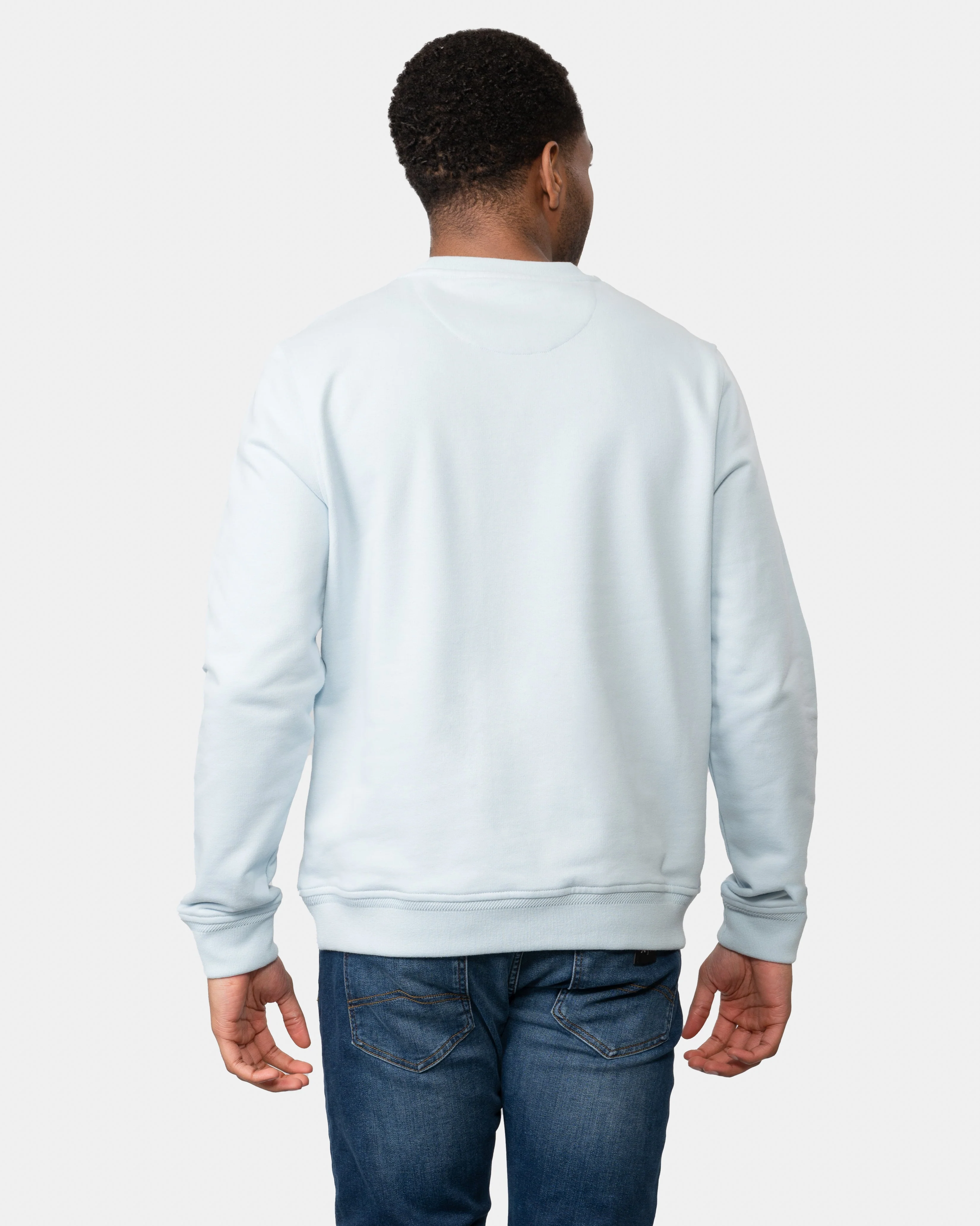 Belstaff Mens Crew Neck Sweatshirt With Logo Patch - Sky Blue - Image 4