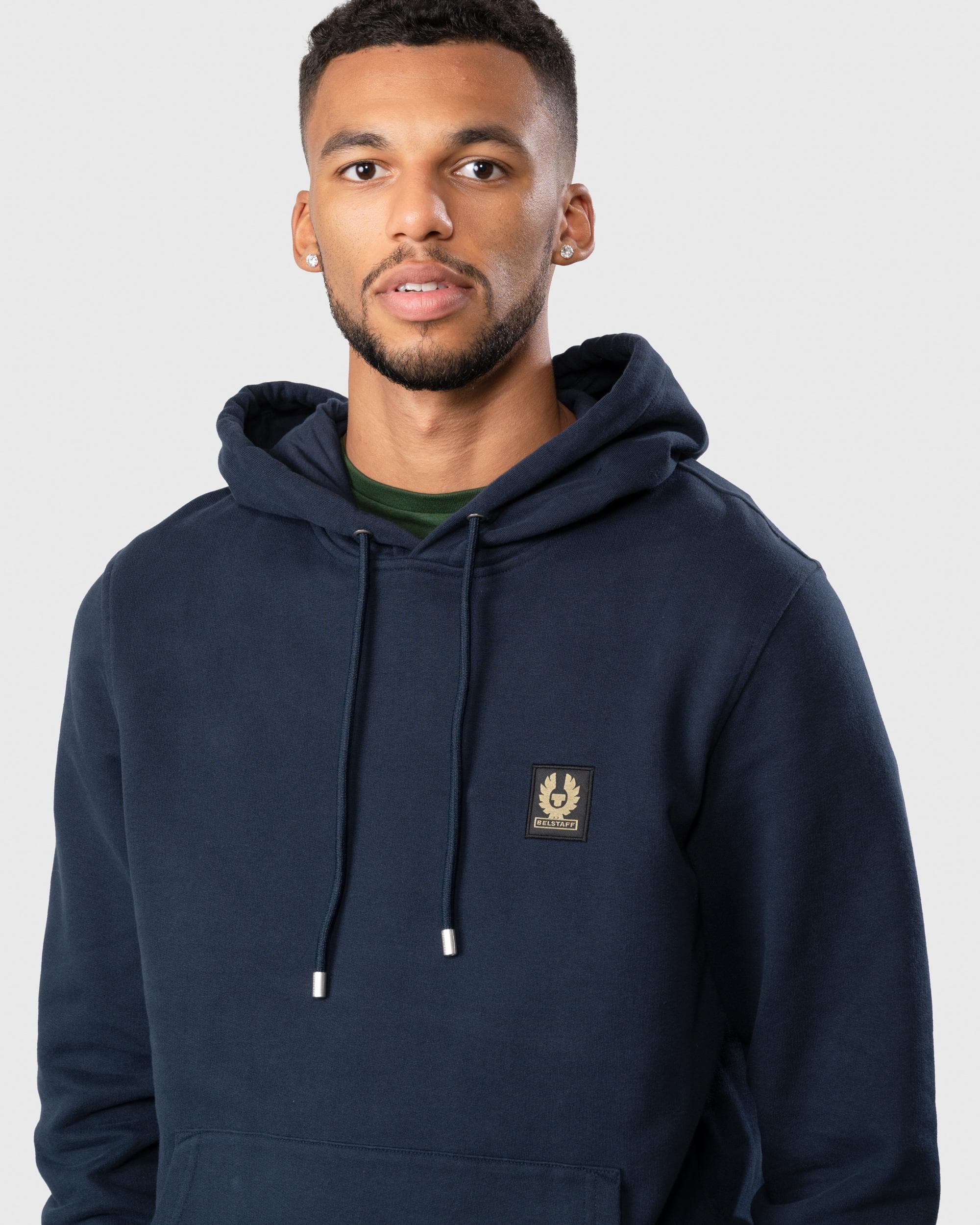 Belstaff Mens Pullover Logo Patch Hoodie - Dark Ink - Image 2