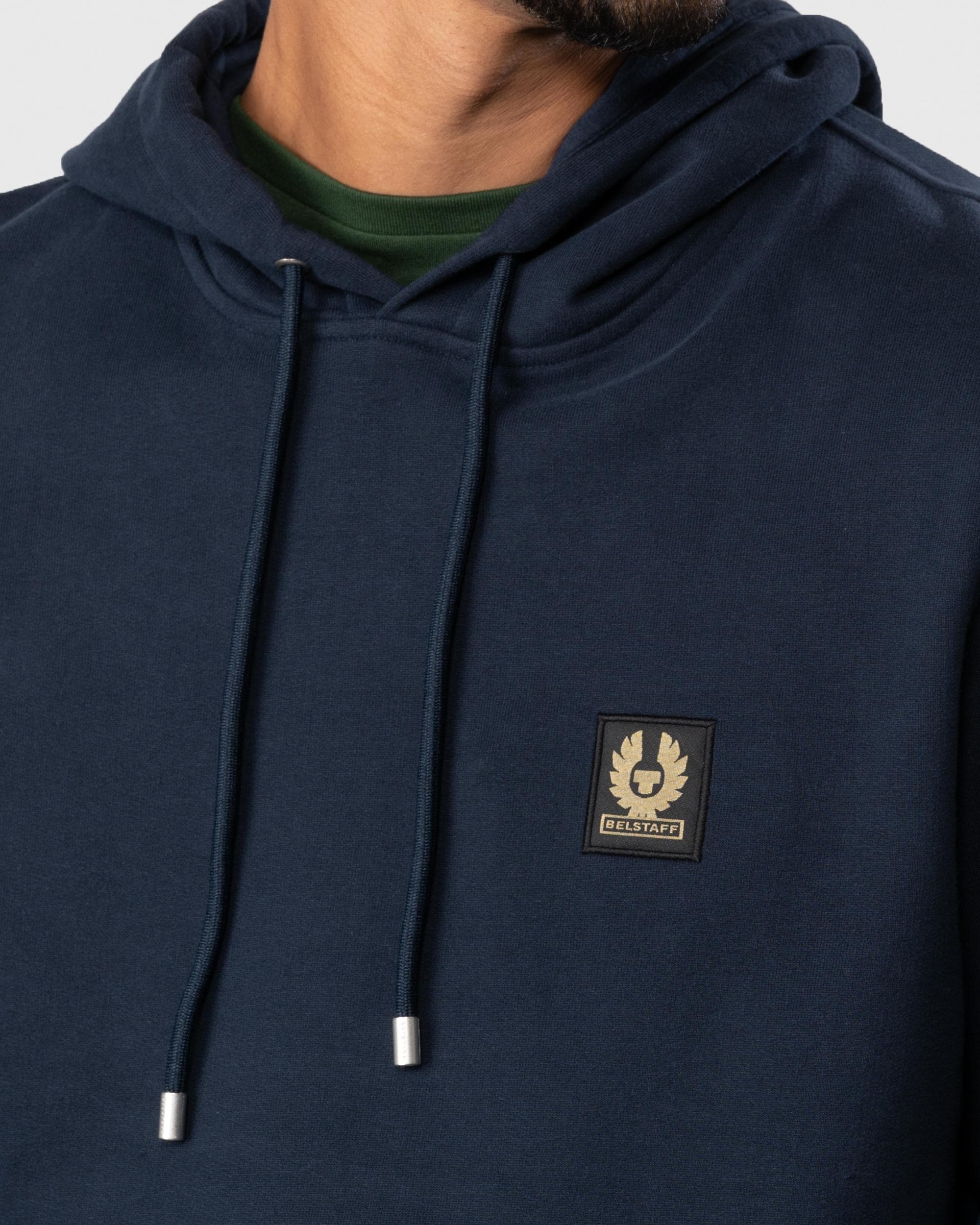 Belstaff Mens Pullover Logo Patch Hoodie - Dark Ink - Image 5