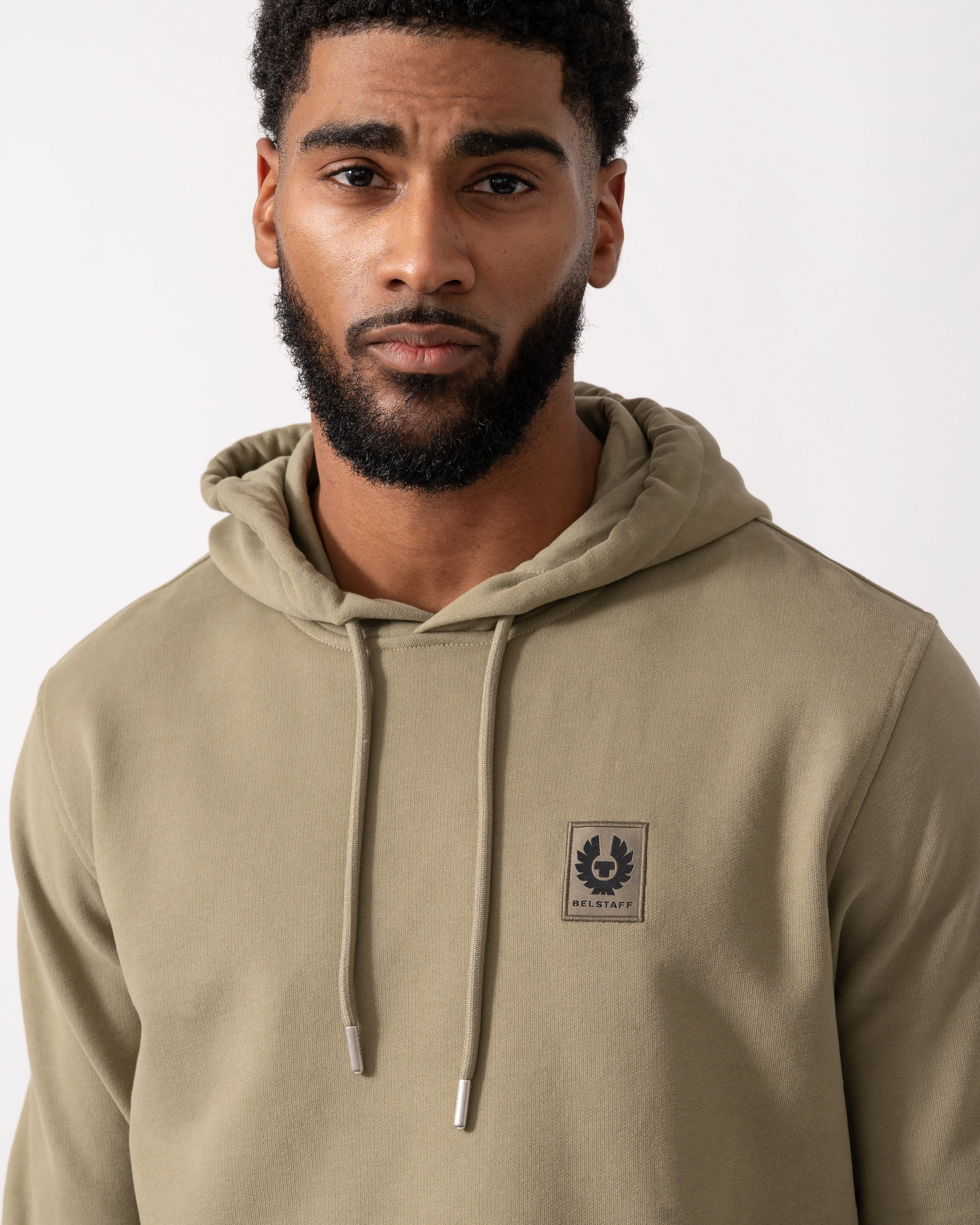 Belstaff Mens Pullover Logo Patch Hoodie - Fatigue Green - Image 3