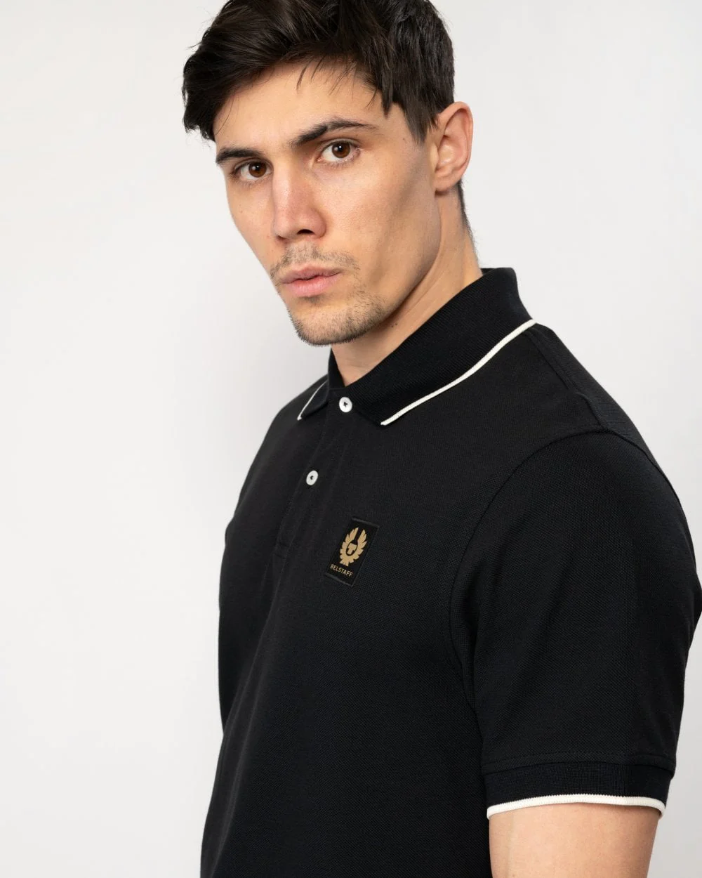 Belstaff Mens Tipped Polo - Black - Image 2