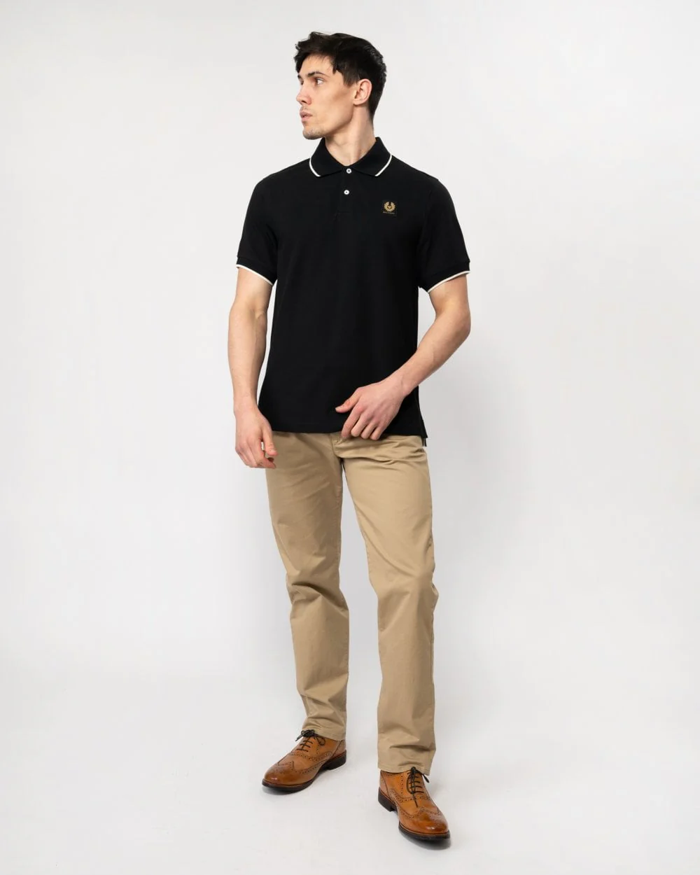Belstaff Mens Tipped Polo - Black - Image 3