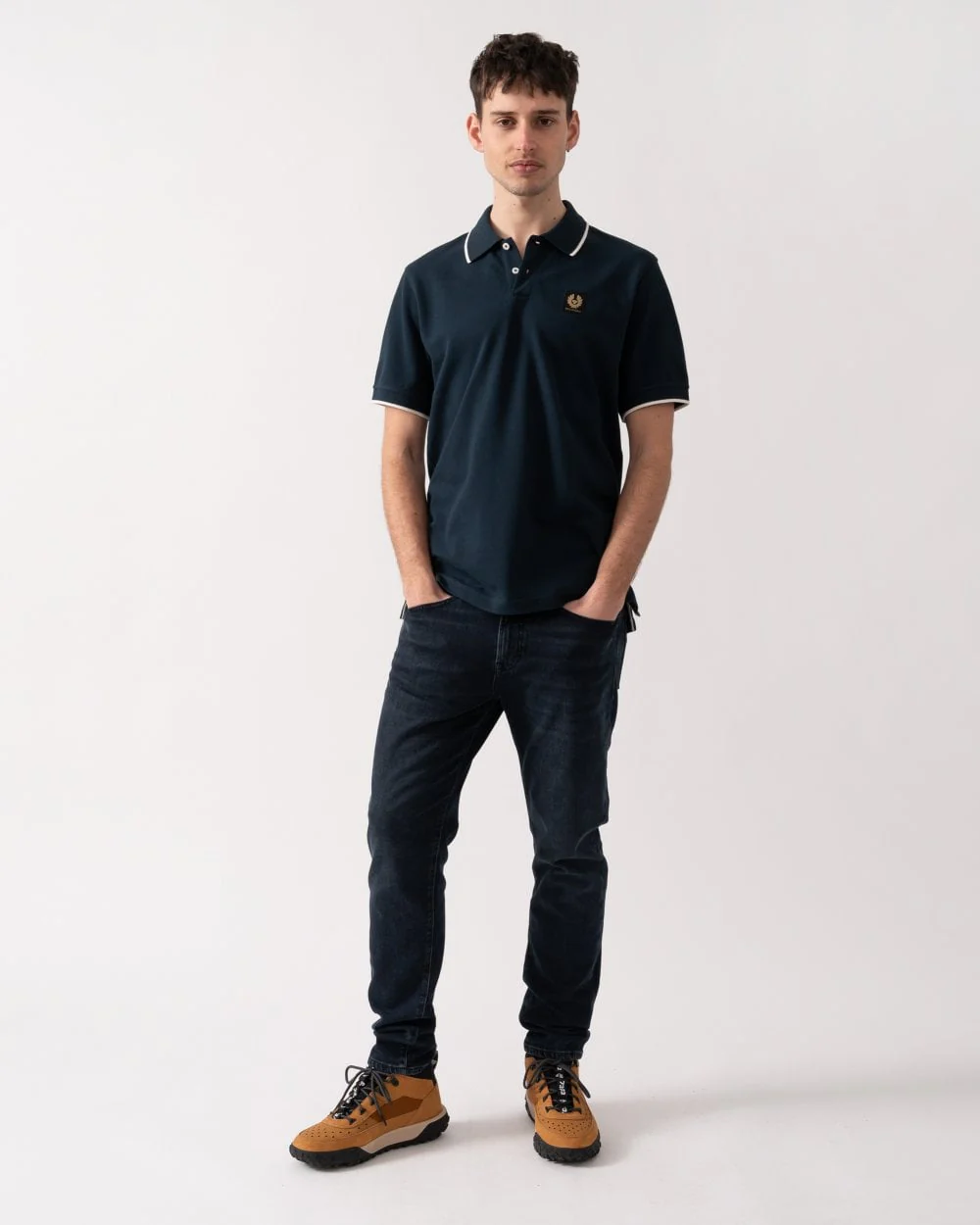Belstaff Mens Tipped Polo - Dark Ink - Image 3