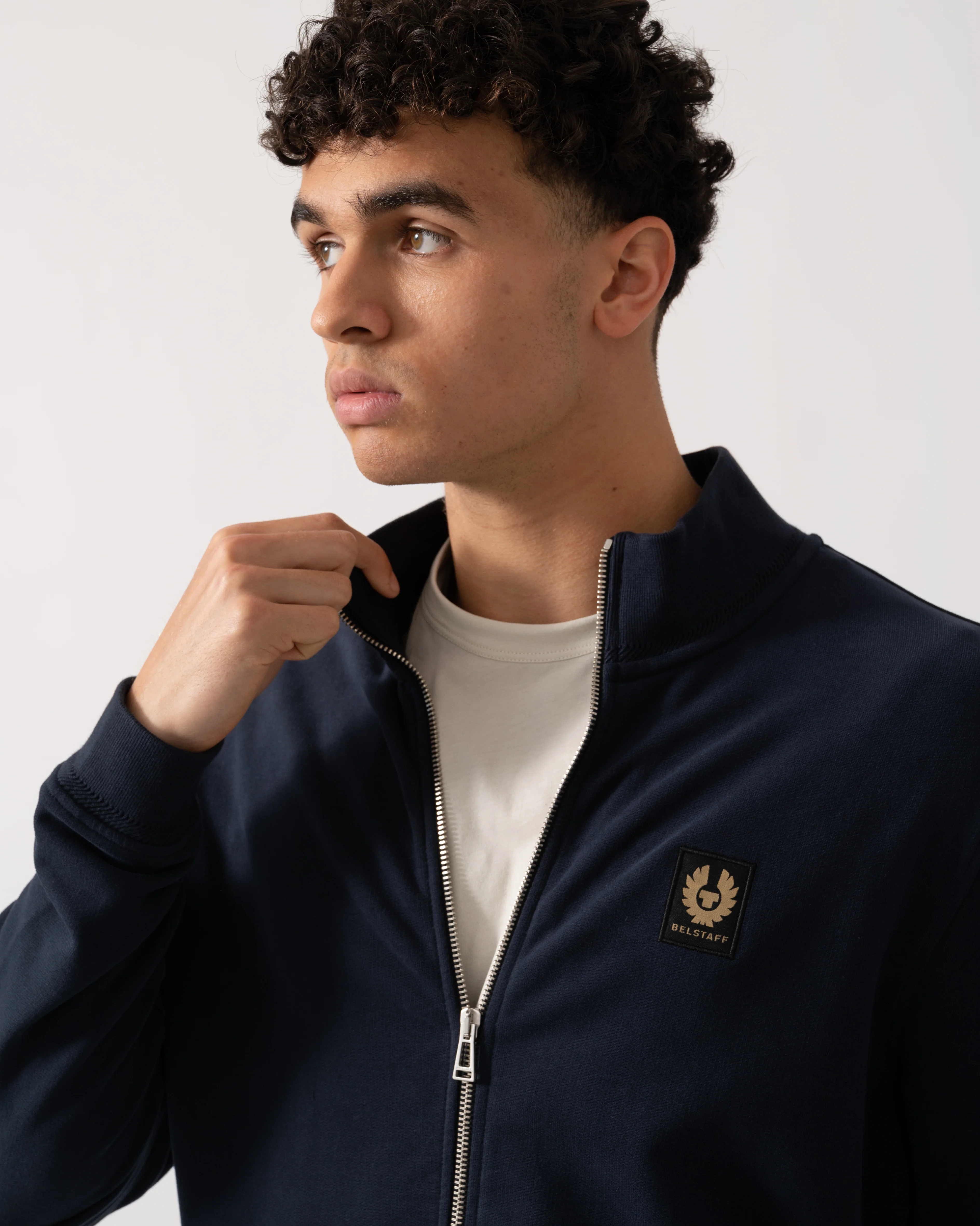 Belstaff Mens Zip Through Sweatshirt - Dark Ink - Image 2