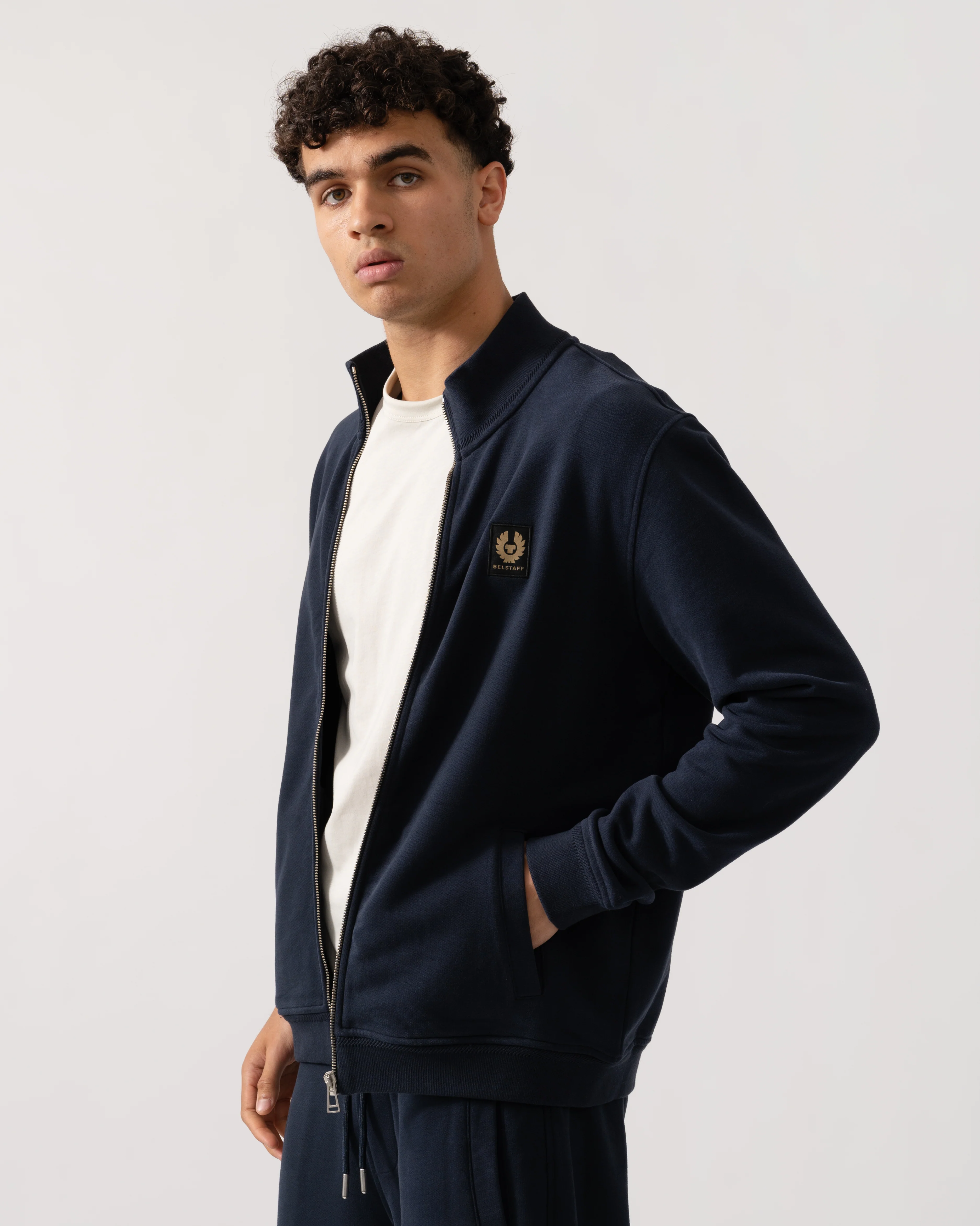 Belstaff Mens Zip Through Sweatshirt - Dark Ink - Image 4