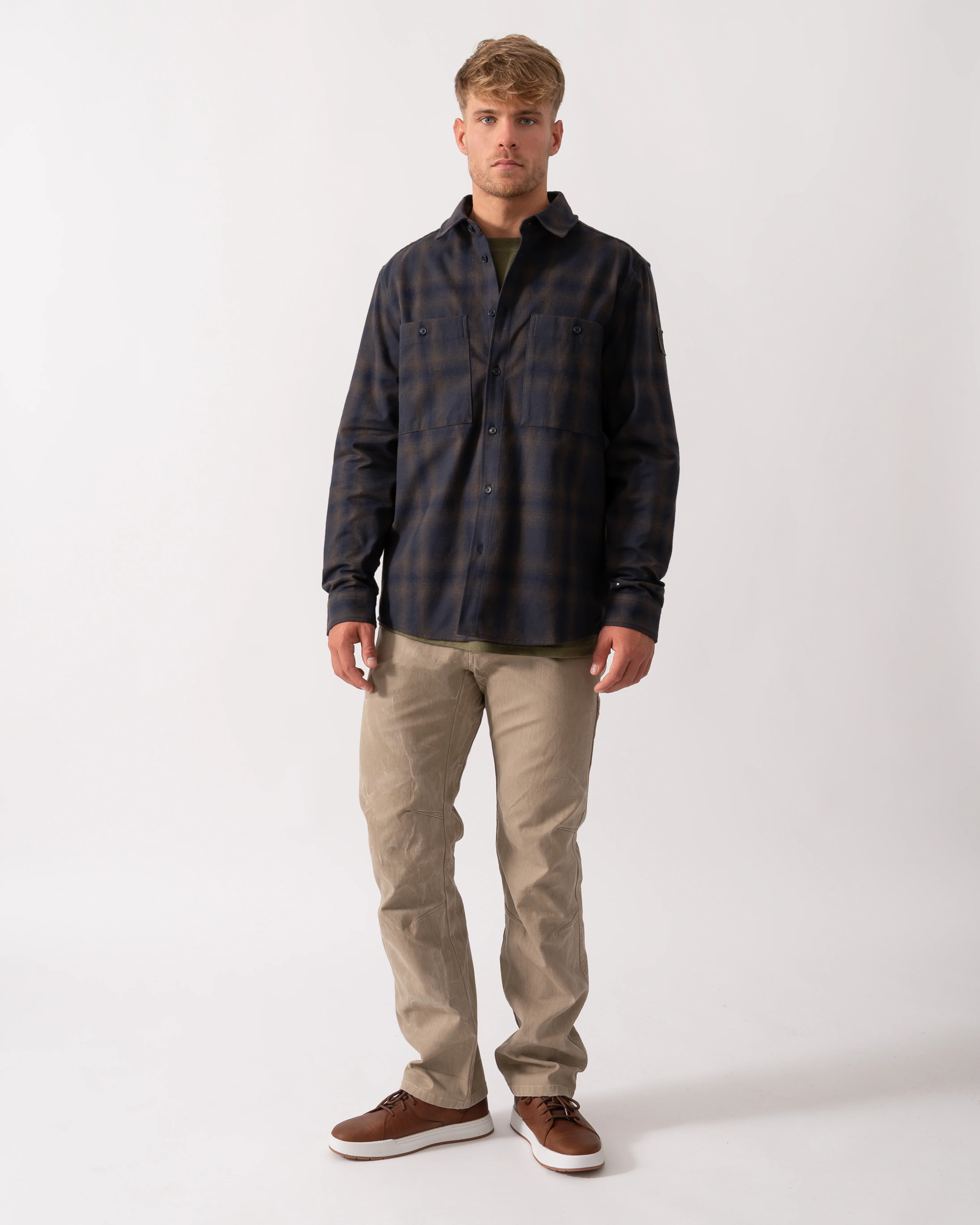 Belstaff Outpost Mens Flannel Shirt - Major Brown/Dark Ink/Charcoal - Image 4