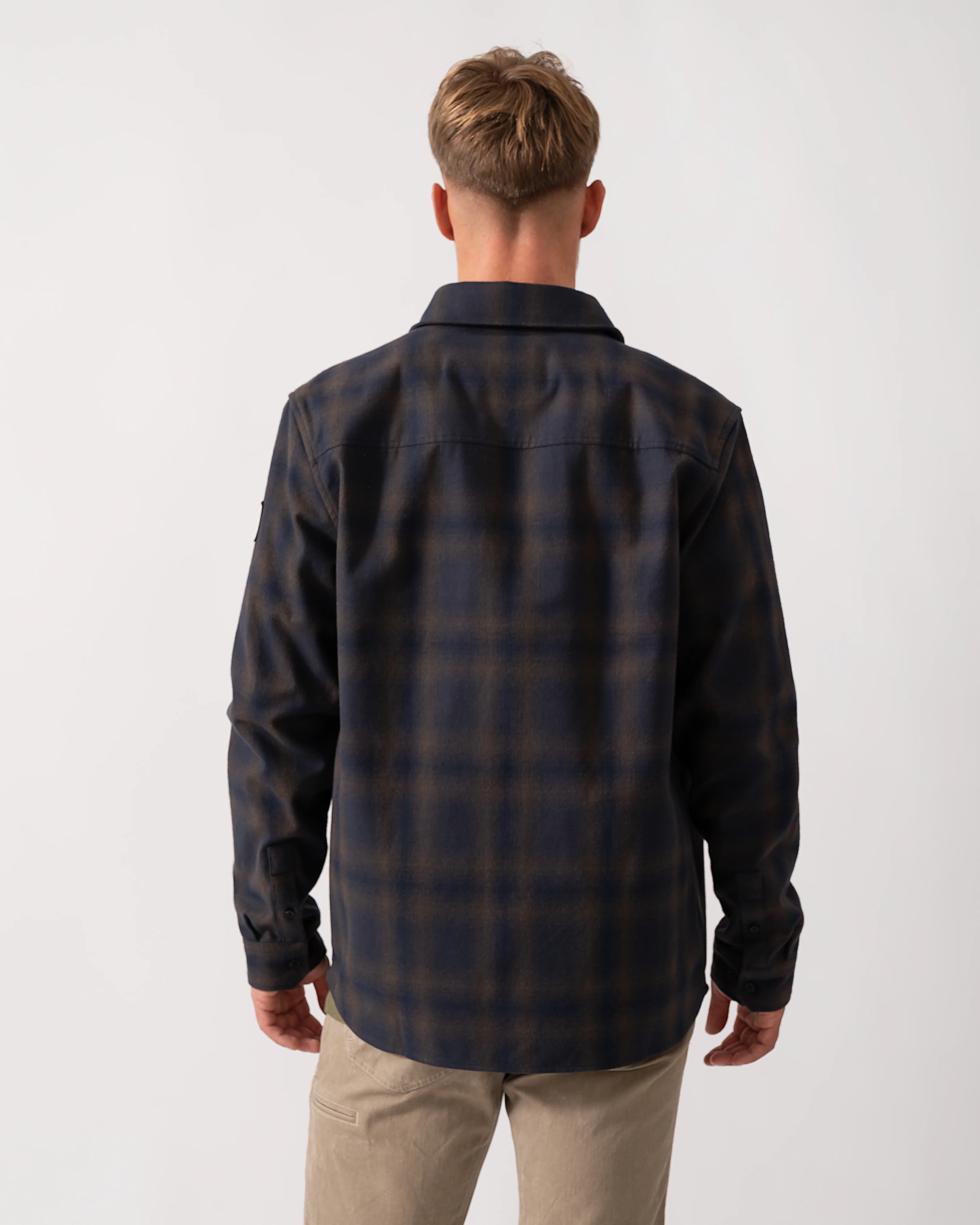 Belstaff Outpost Mens Flannel Shirt - Major Brown/Dark Ink/Charcoal - Image 5