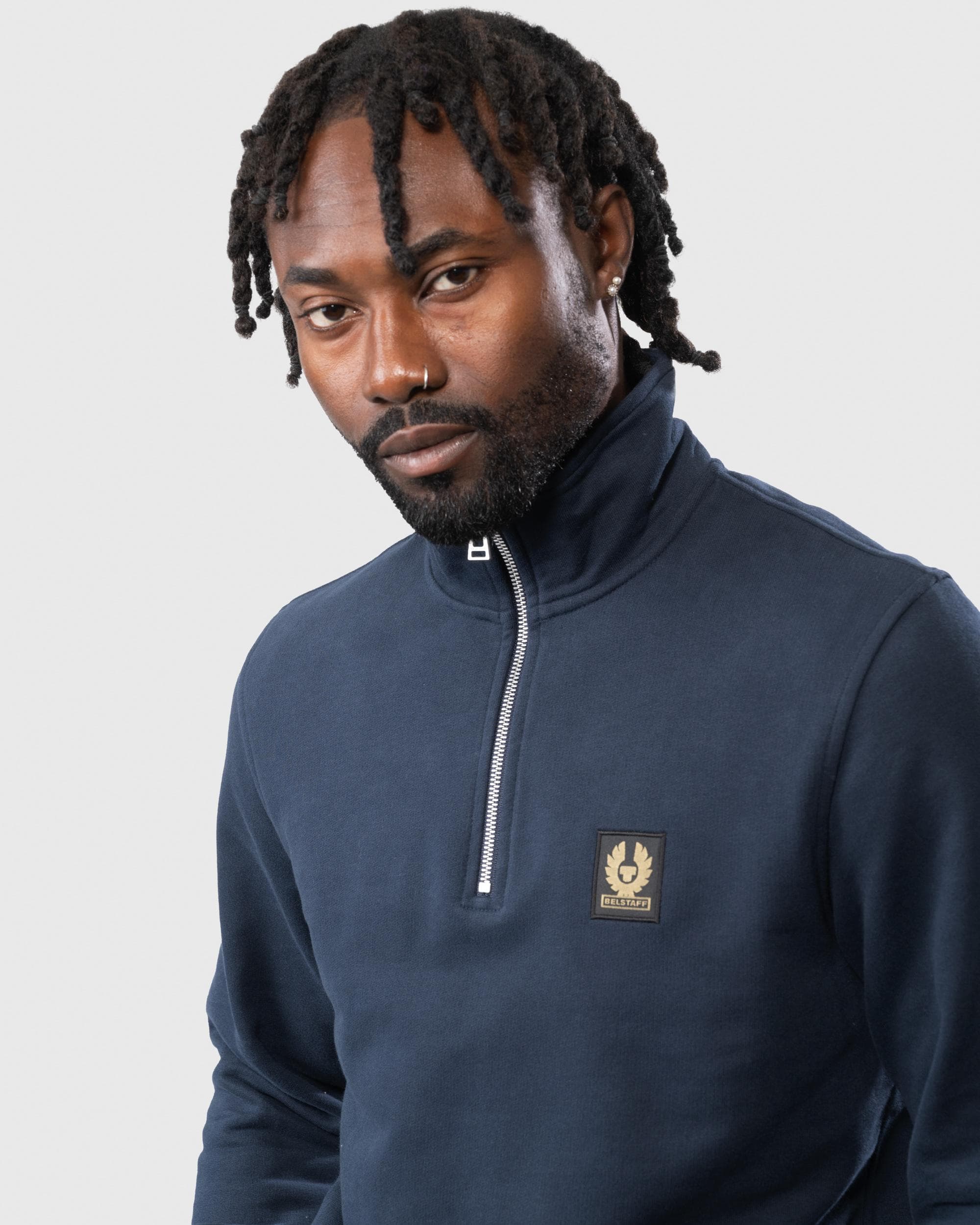 Belstaff Quarter Zip Sweatshirt - Dark Ink - Image 2