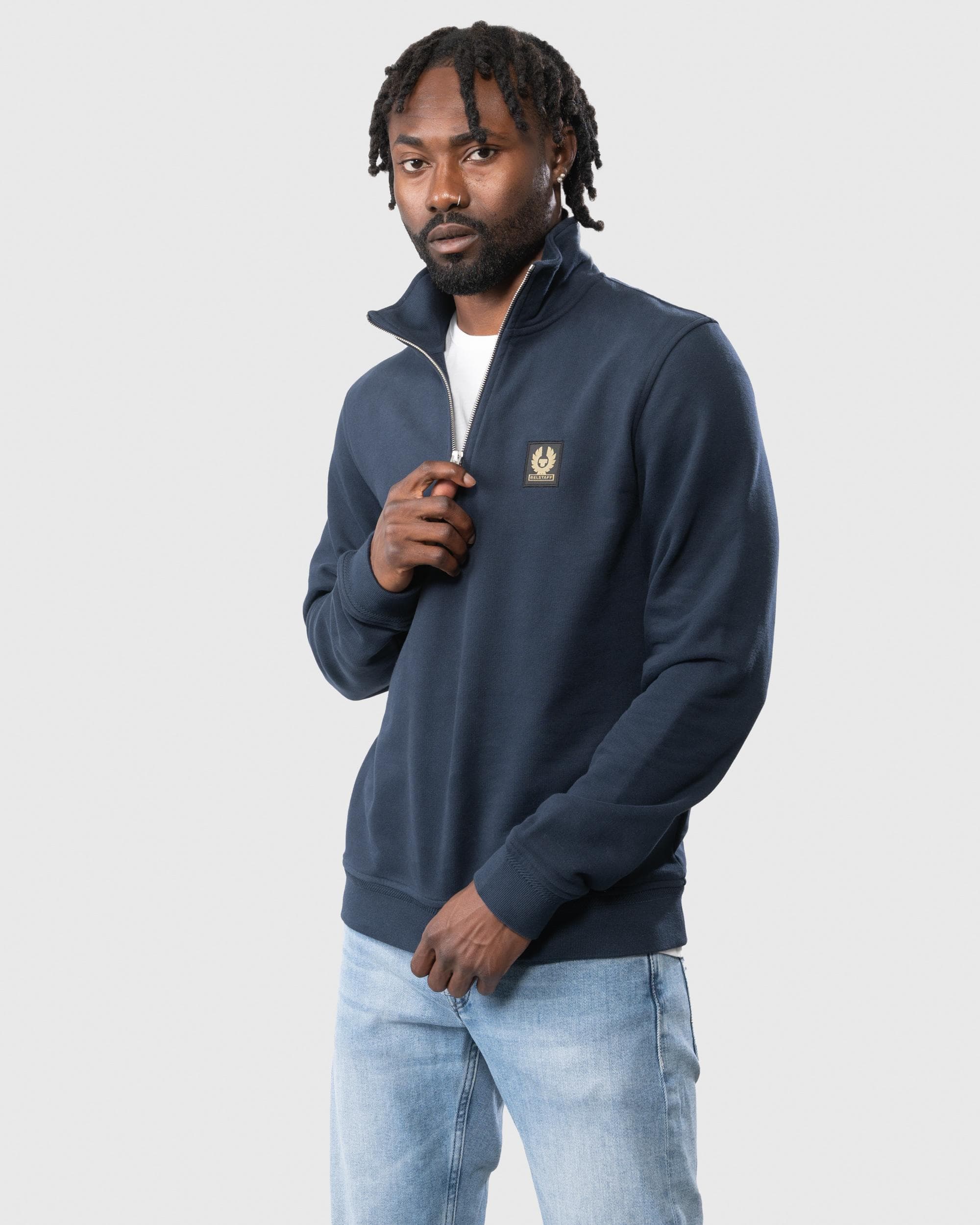 Belstaff Quarter Zip Sweatshirt - Dark Ink - Image 4