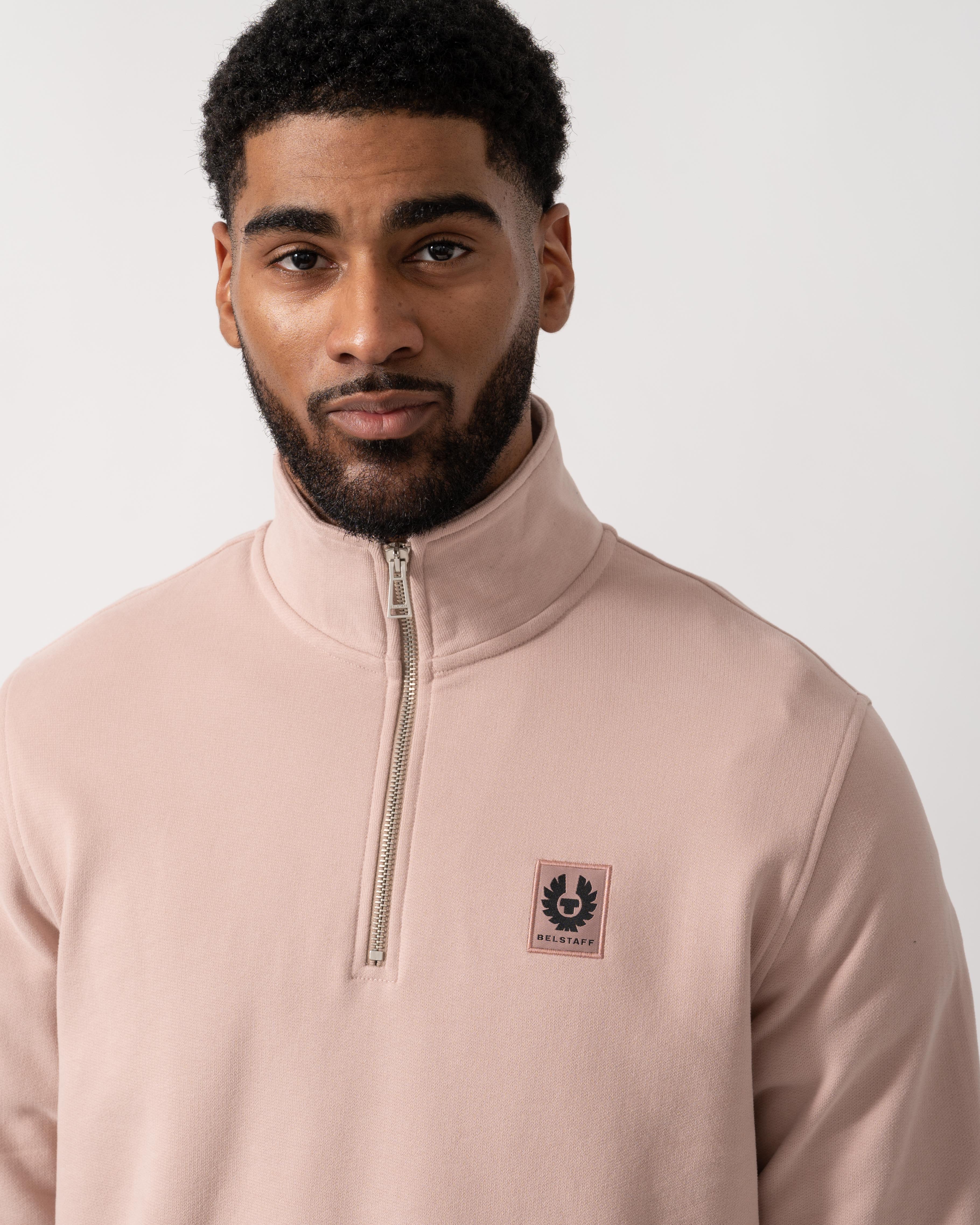 Belstaff Quarter Zip Sweatshirt - Dusk Pink - Image 2