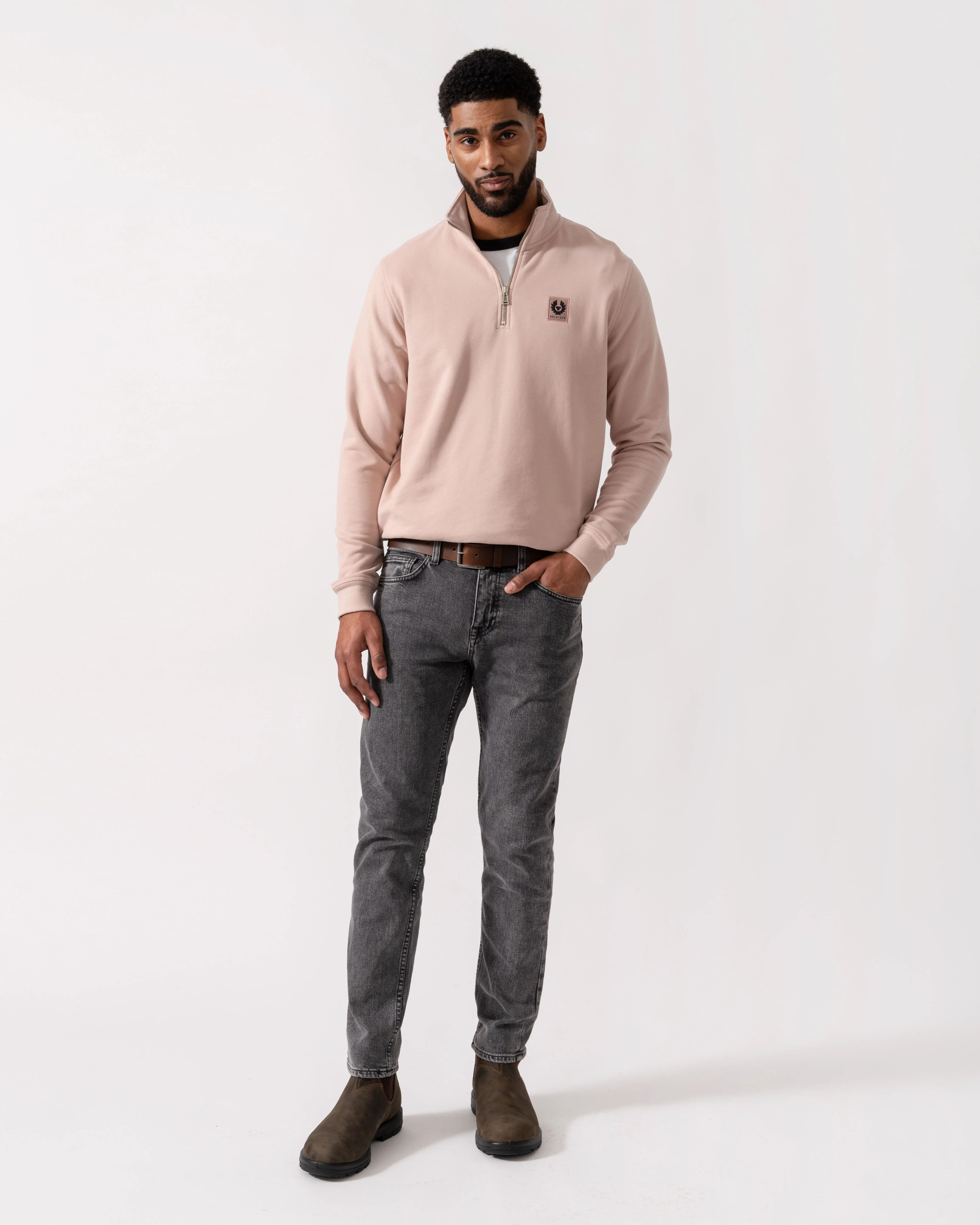 Belstaff Quarter Zip Sweatshirt - Dusk Pink - Image 3