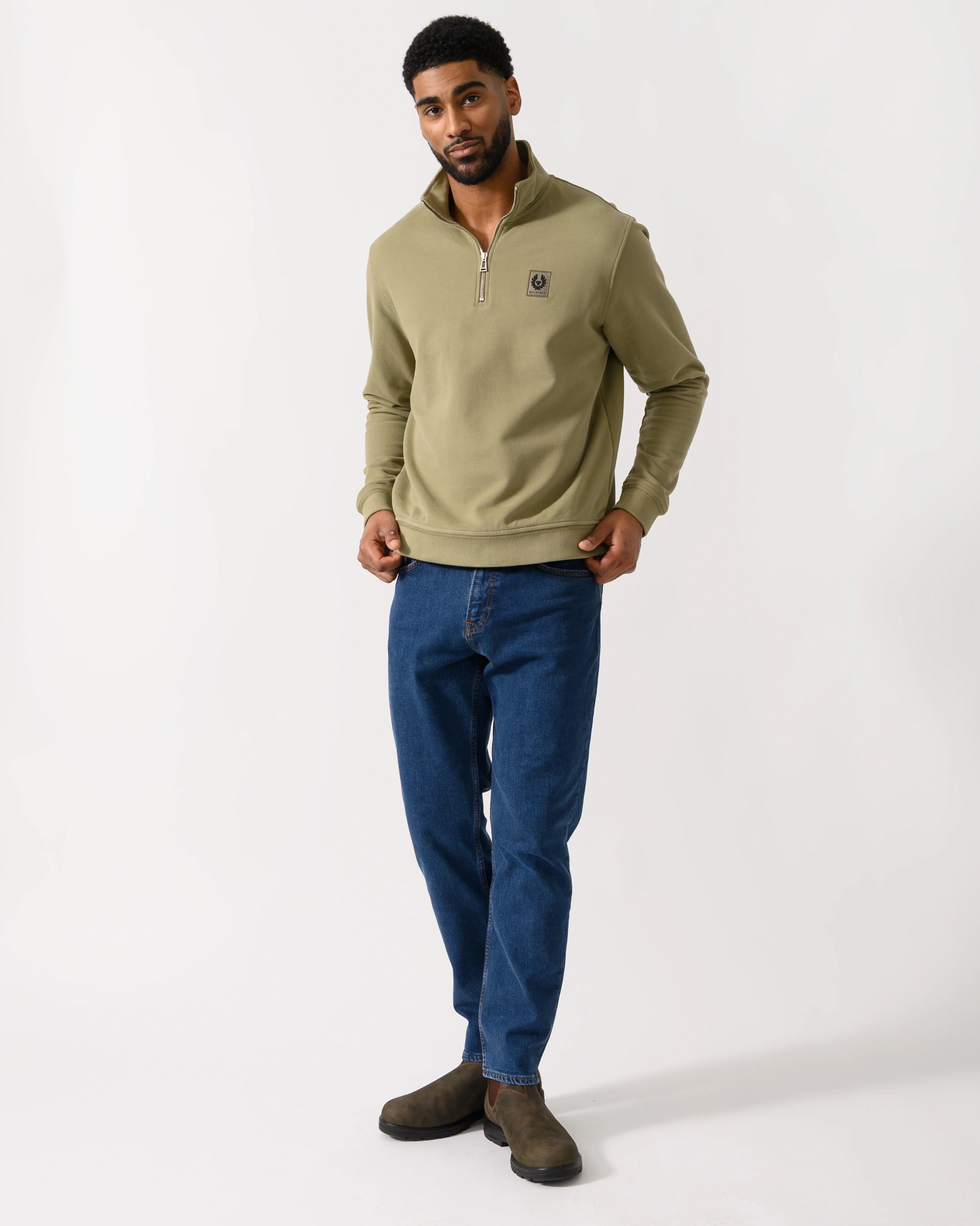Belstaff Quarter Zip Sweatshirt - Fatigue Green - Image 2
