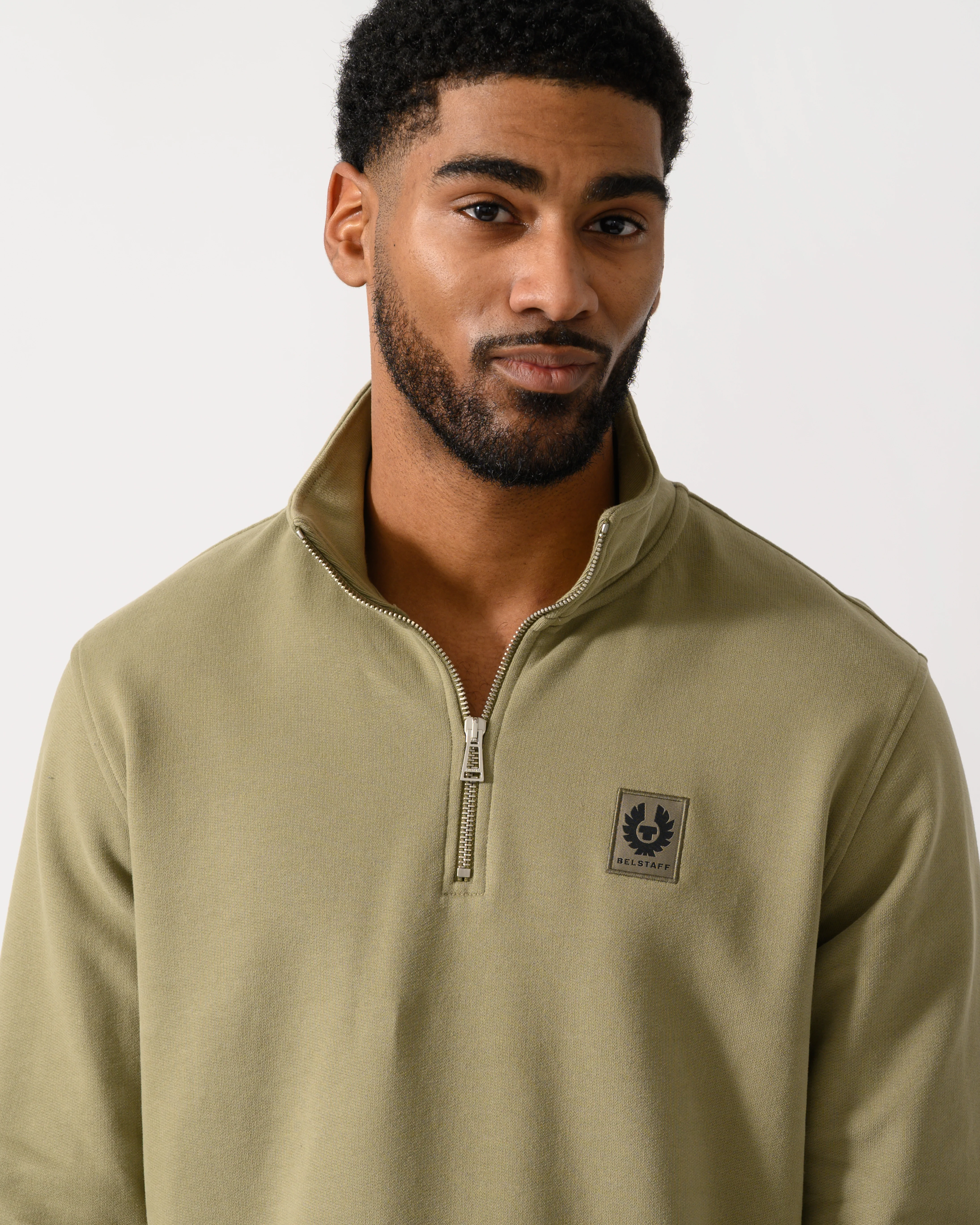 Belstaff Quarter Zip Sweatshirt - Fatigue Green - Image 3