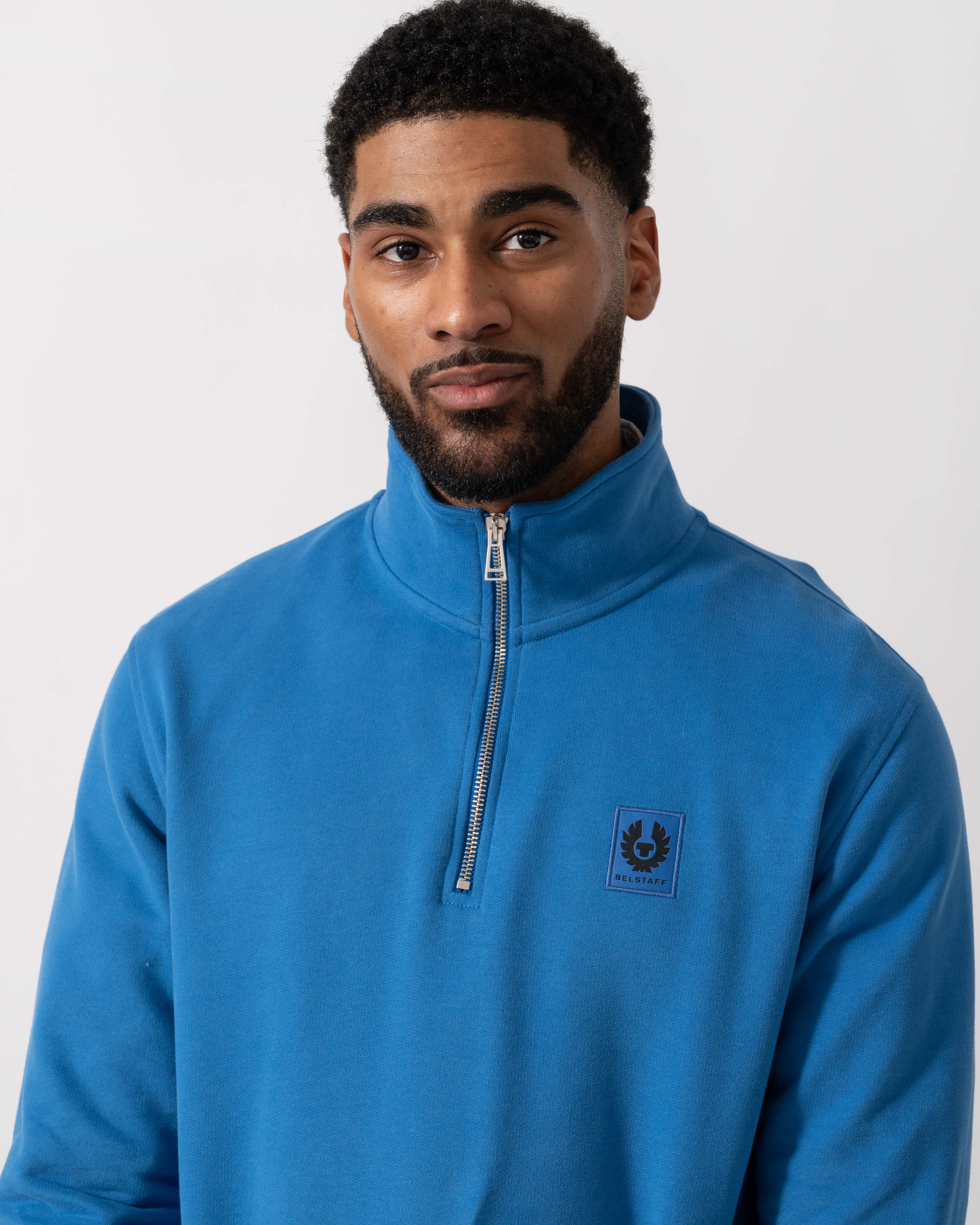 Belstaff Quarter Zip Sweatshirt - Marine Blue - Image 3