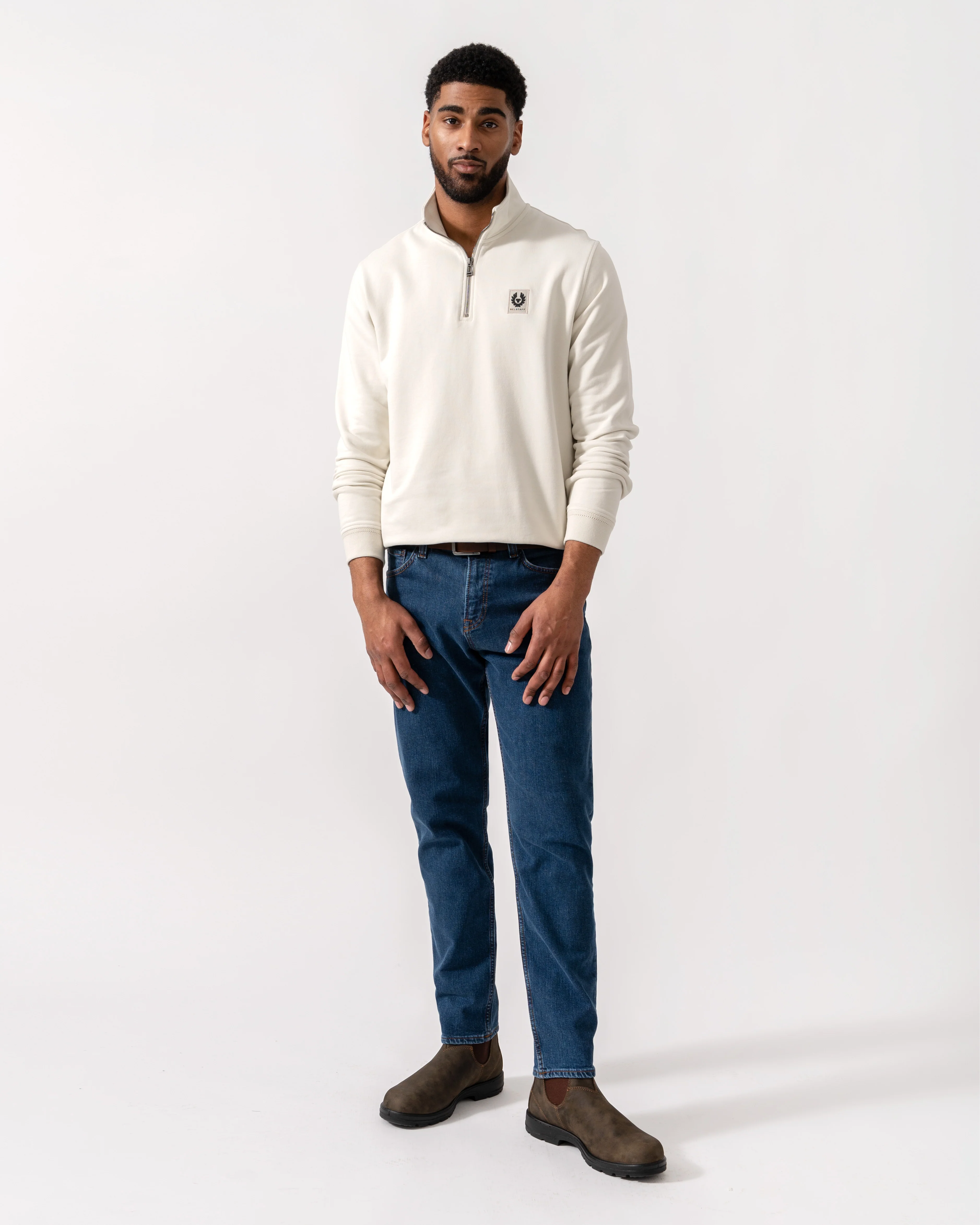 Belstaff Quarter Zip Sweatshirt - Silver Birch - Image 3