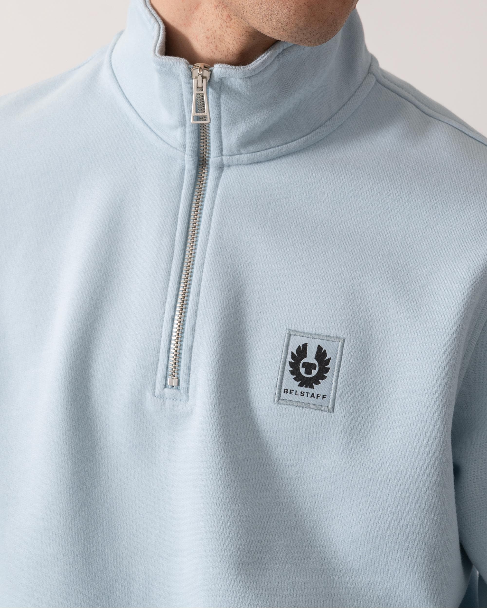 Belstaff Quarter Zip Sweatshirt - Sky Blue - Image 2