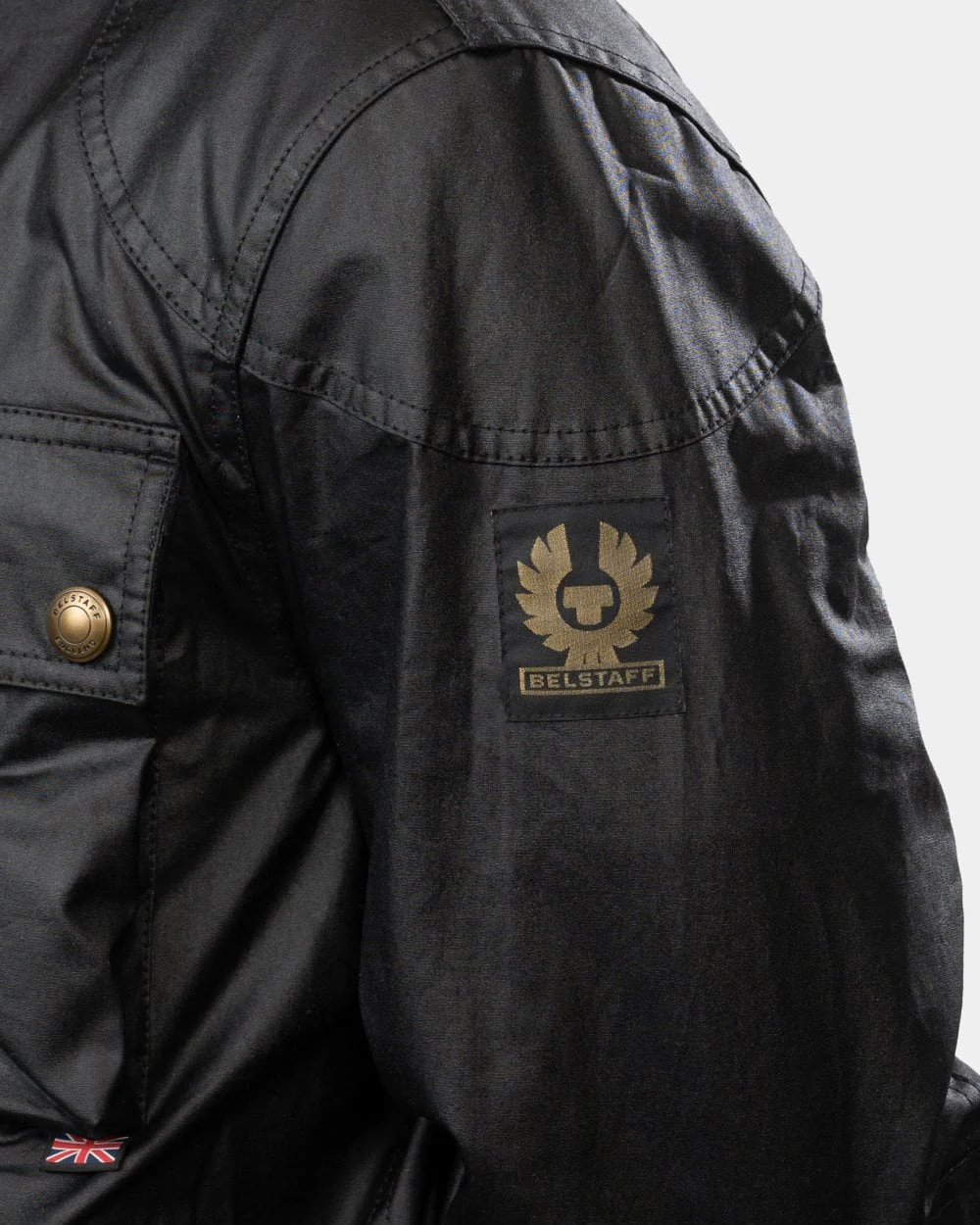 Belstaff Racemaster Mens Waxed Cotton Compact Field Jacket - Black - Image 2