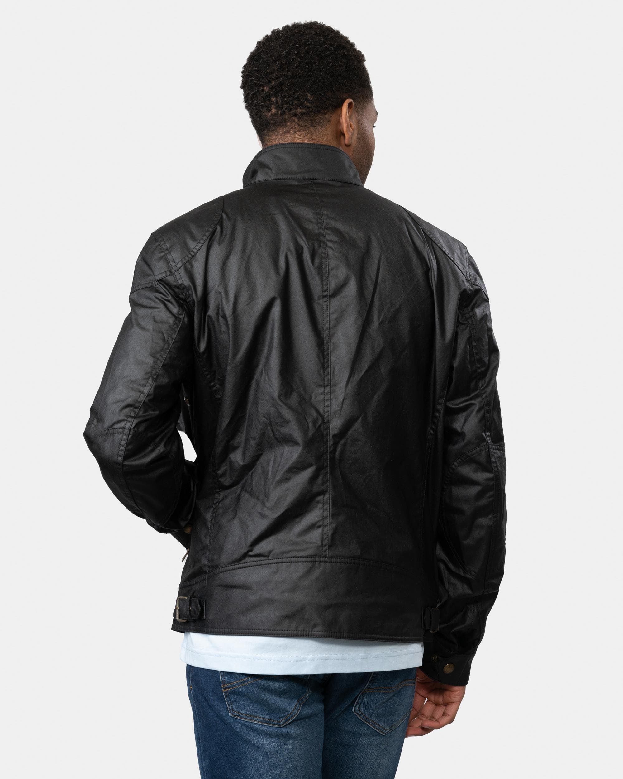 Belstaff Racemaster Mens Waxed Cotton Compact Field Jacket - Black - Image 5