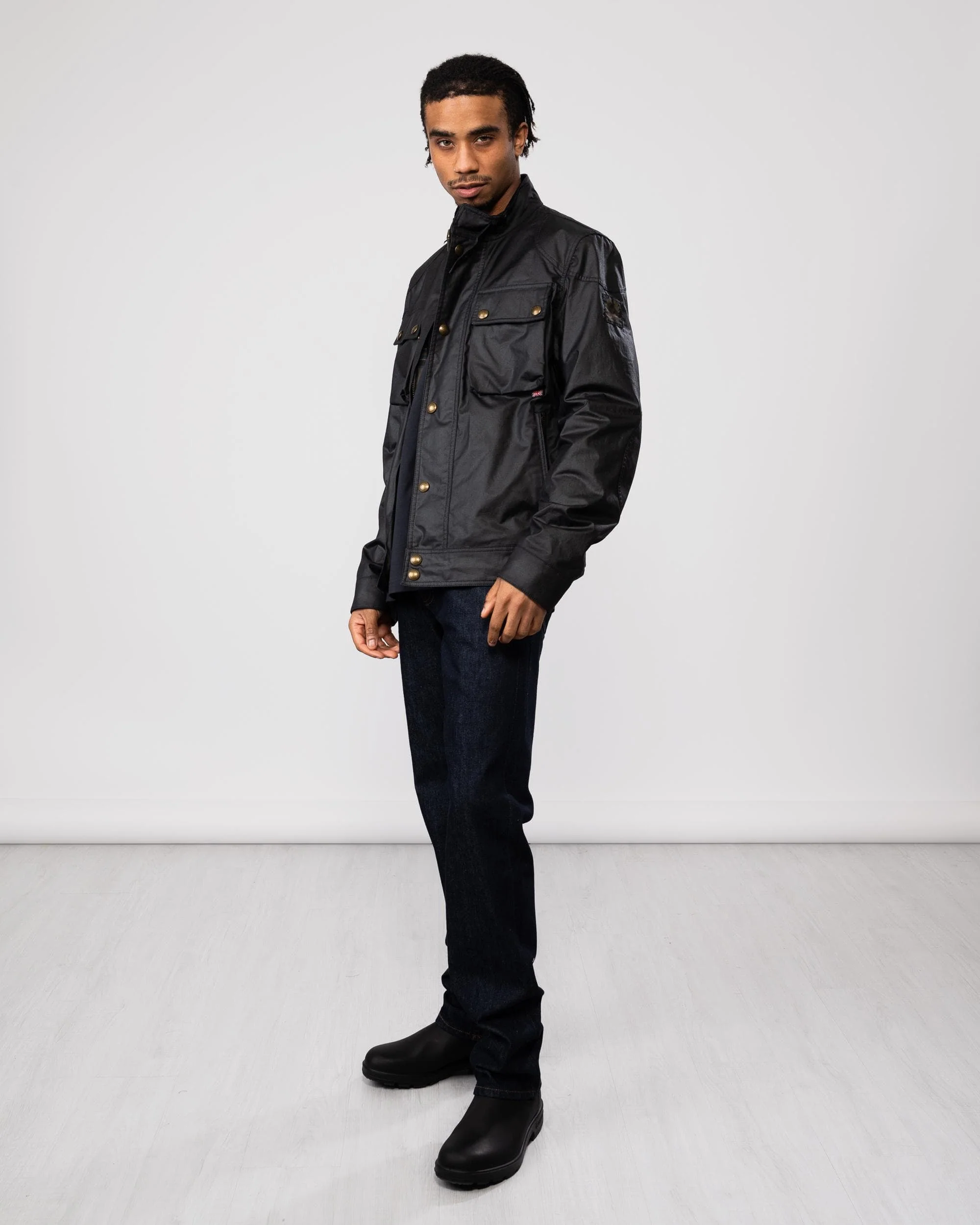 Belstaff Racemaster Mens Waxed Cotton Compact Field Jacket - Dark Navy - Image 5