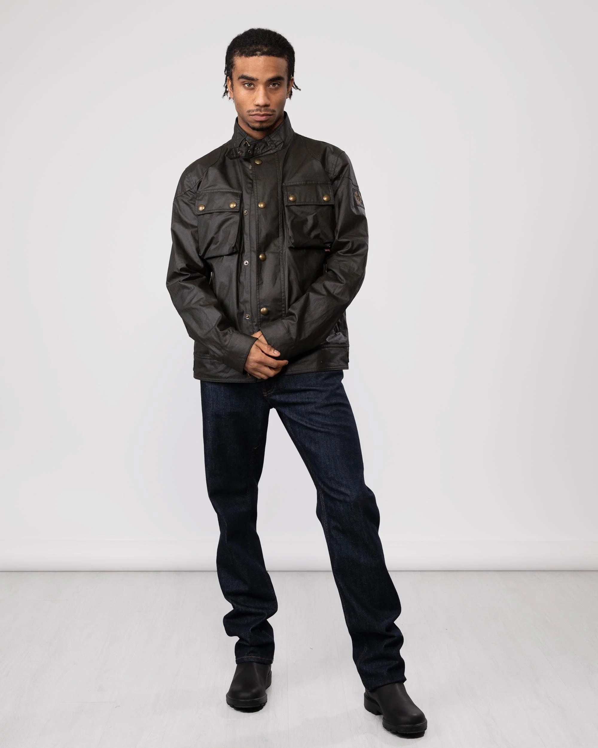 Belstaff Racemaster Mens Waxed Cotton Compact Field Jacket - Faded Olive - Image 4