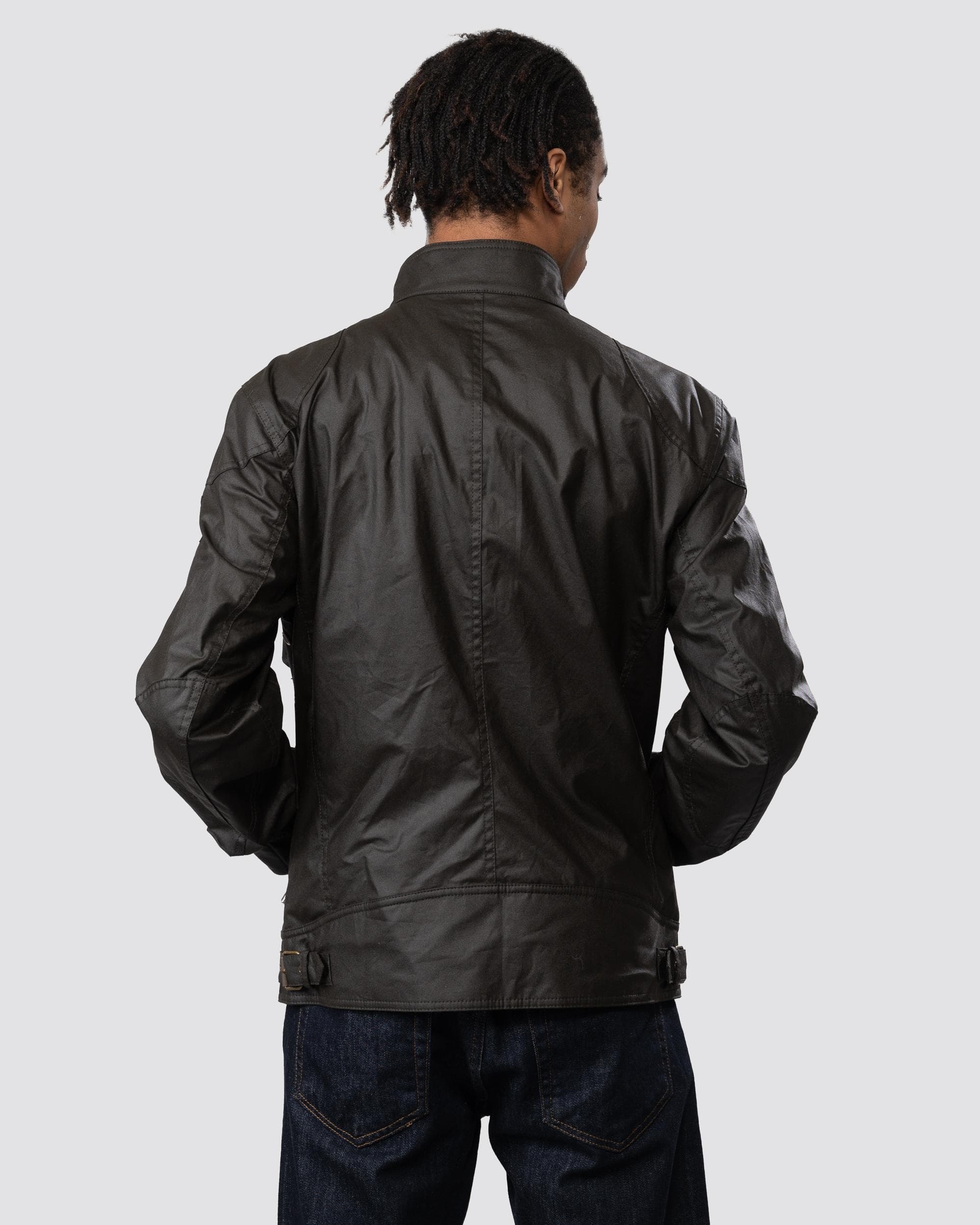 Belstaff Racemaster Mens Waxed Cotton Compact Field Jacket - Faded Olive - Image 5