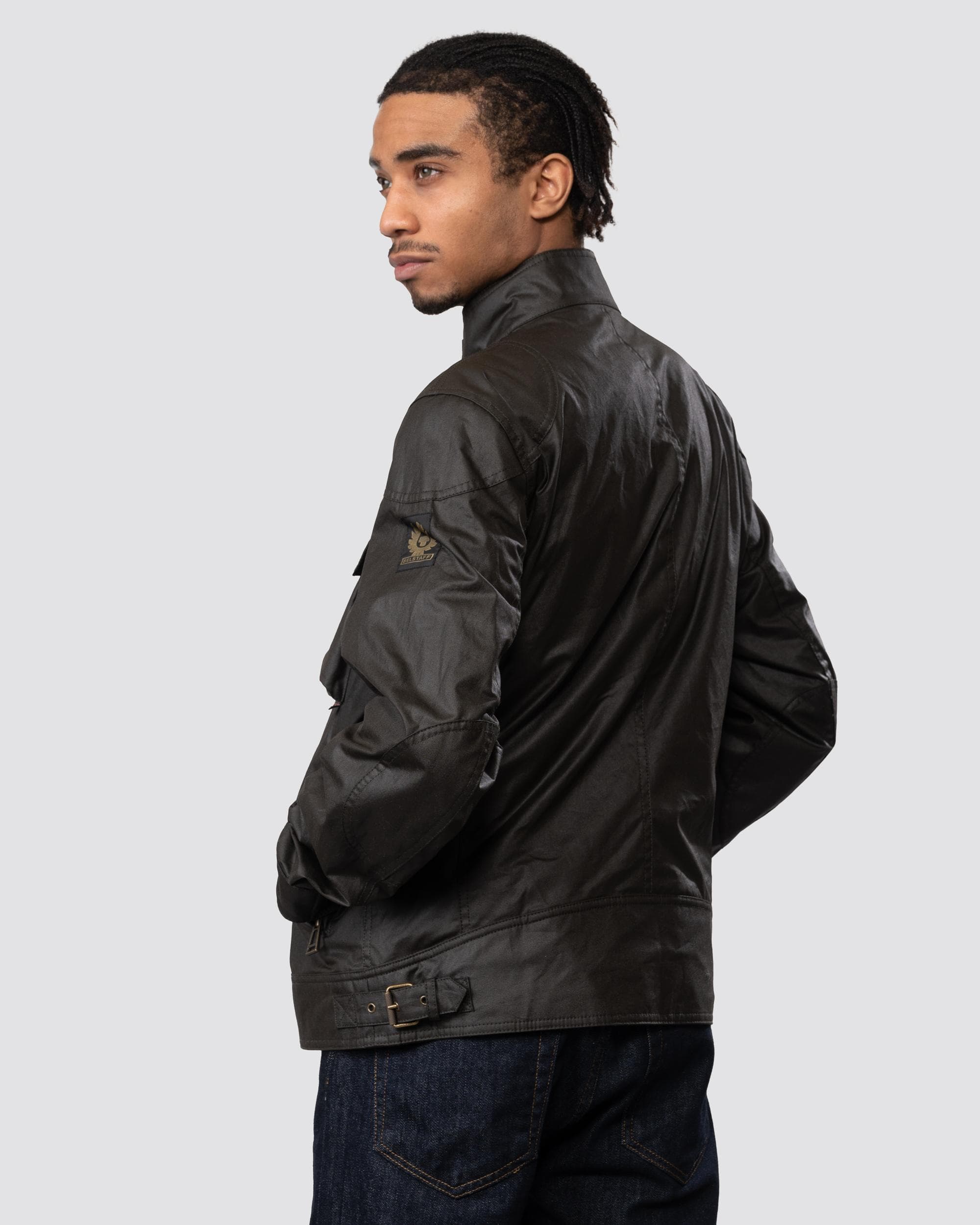 Belstaff Racemaster Mens Waxed Cotton Compact Field Jacket - Faded Olive - Image 6
