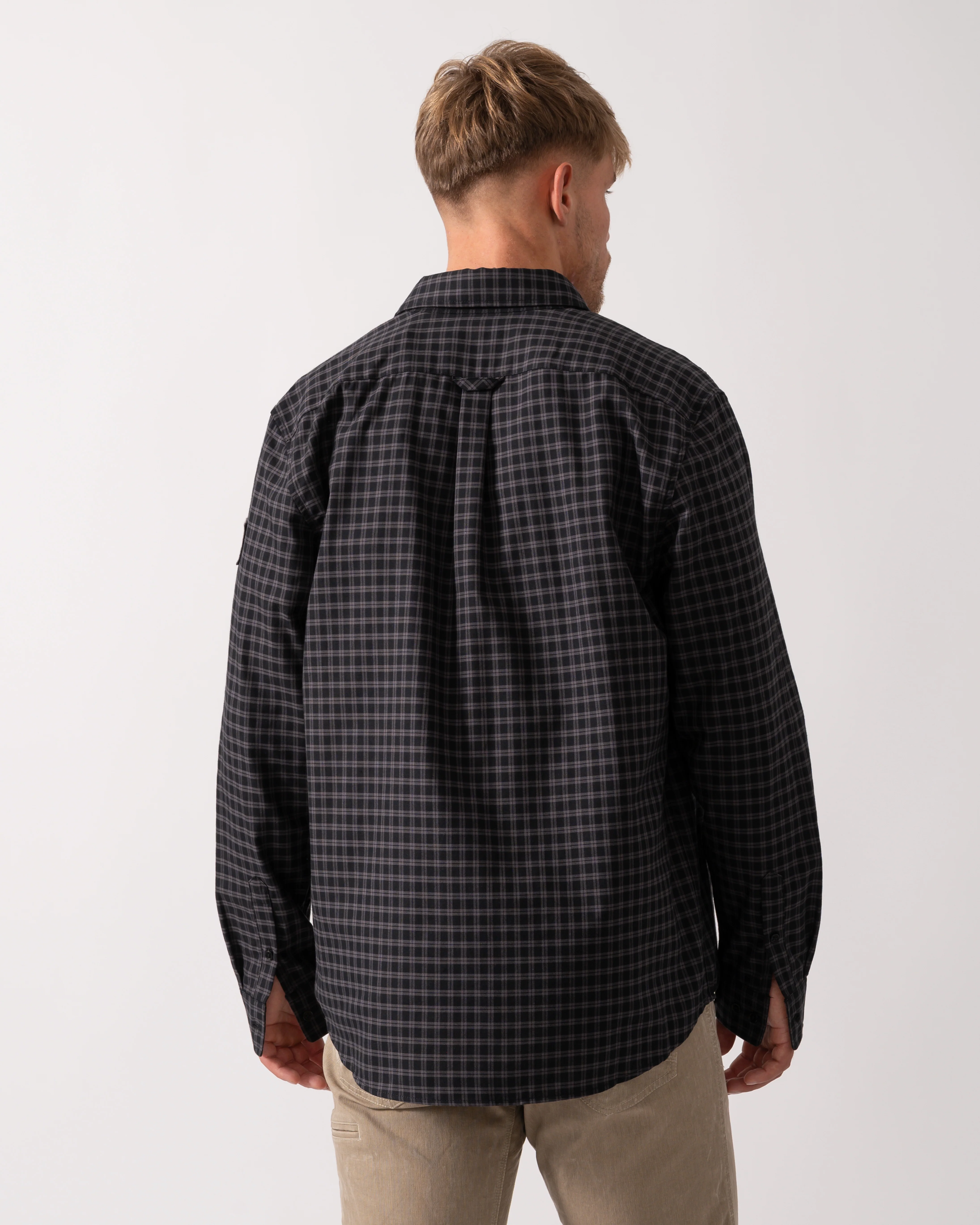 Belstaff Scale Mens Long Sleeve Check Shirt - Black / Tornado Grey - Image 4