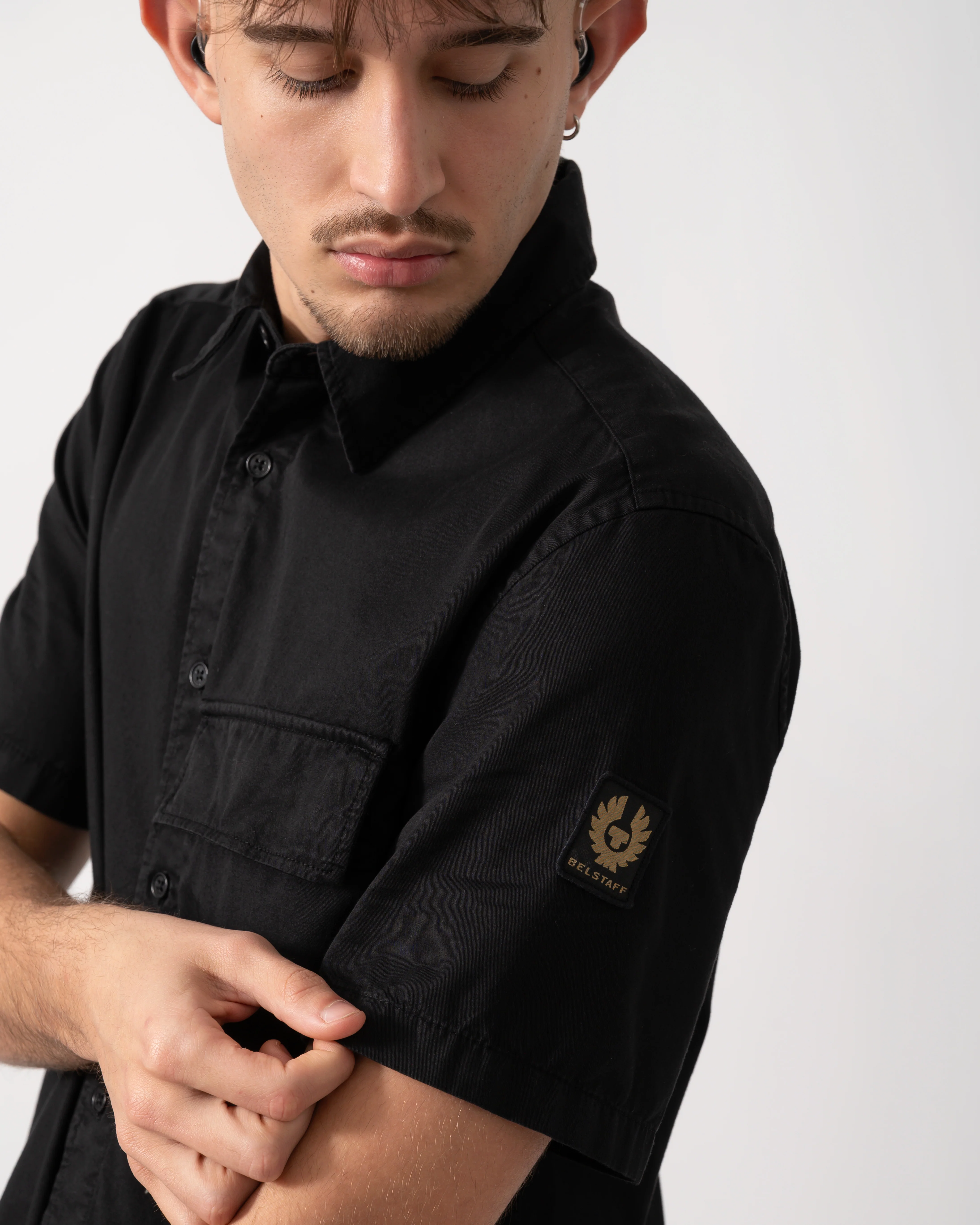 Belstaff Scale Mens Short Sleeve Shirt - Black - Image 3
