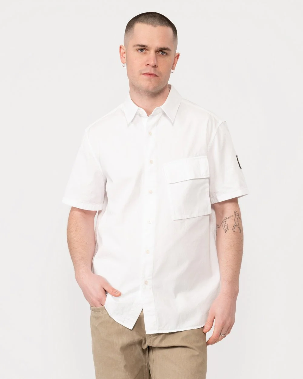 Belstaff Scale Mens Short Sleeve Shirt - White - Image 4