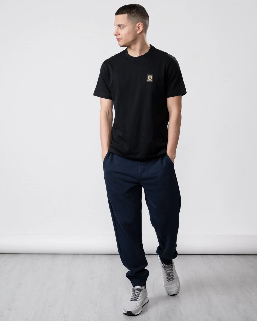 Belstaff Short Sleeved Mens Logo Patch T-Shirt - Black - Image 2