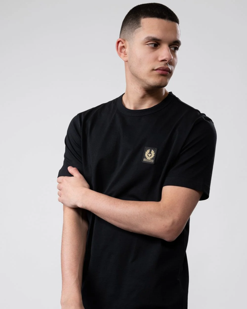 Belstaff Short Sleeved Mens Logo Patch T-Shirt - Black - Image 3