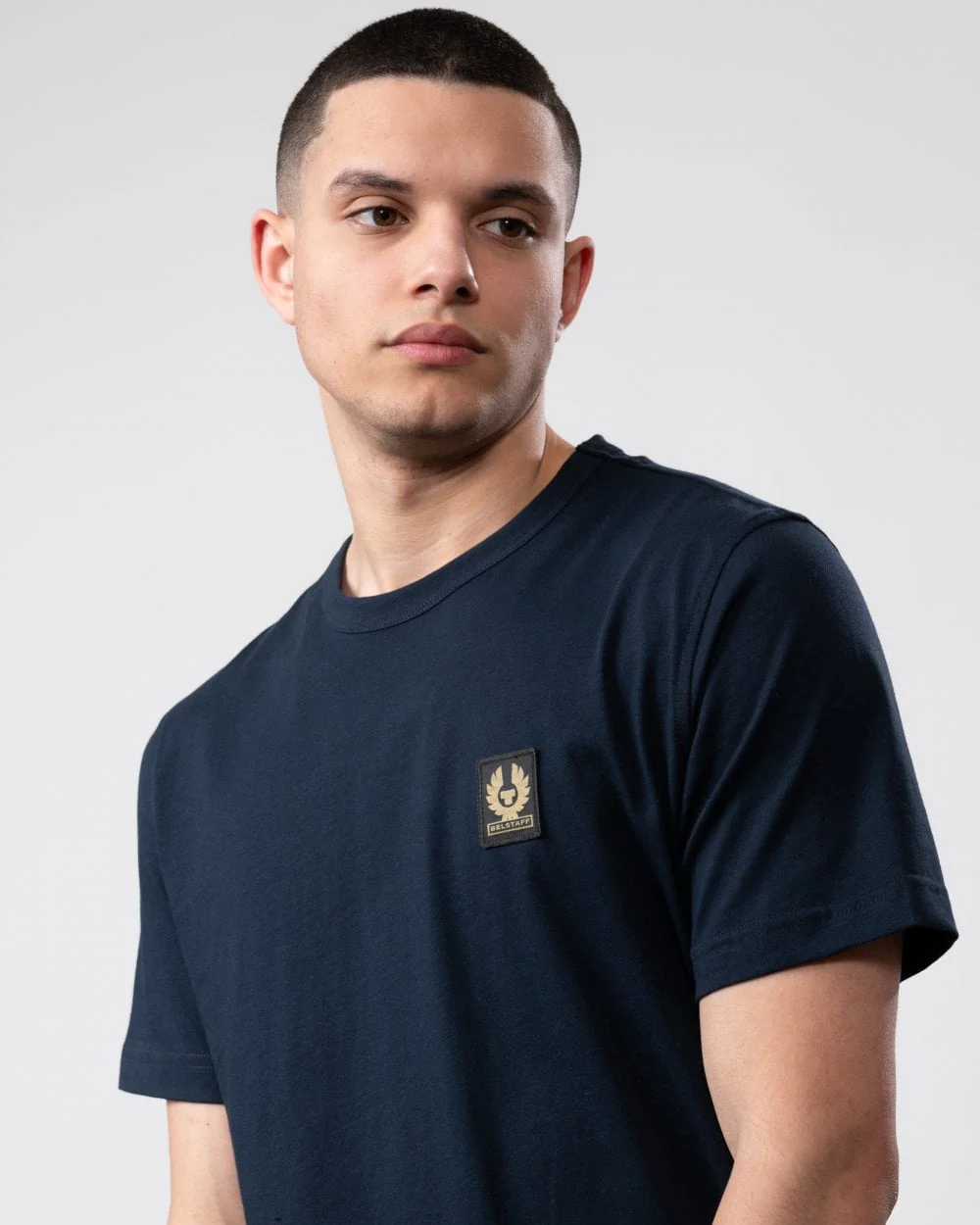 Belstaff Short Sleeved Mens Logo Patch T-Shirt - Dark Ink - Image 2