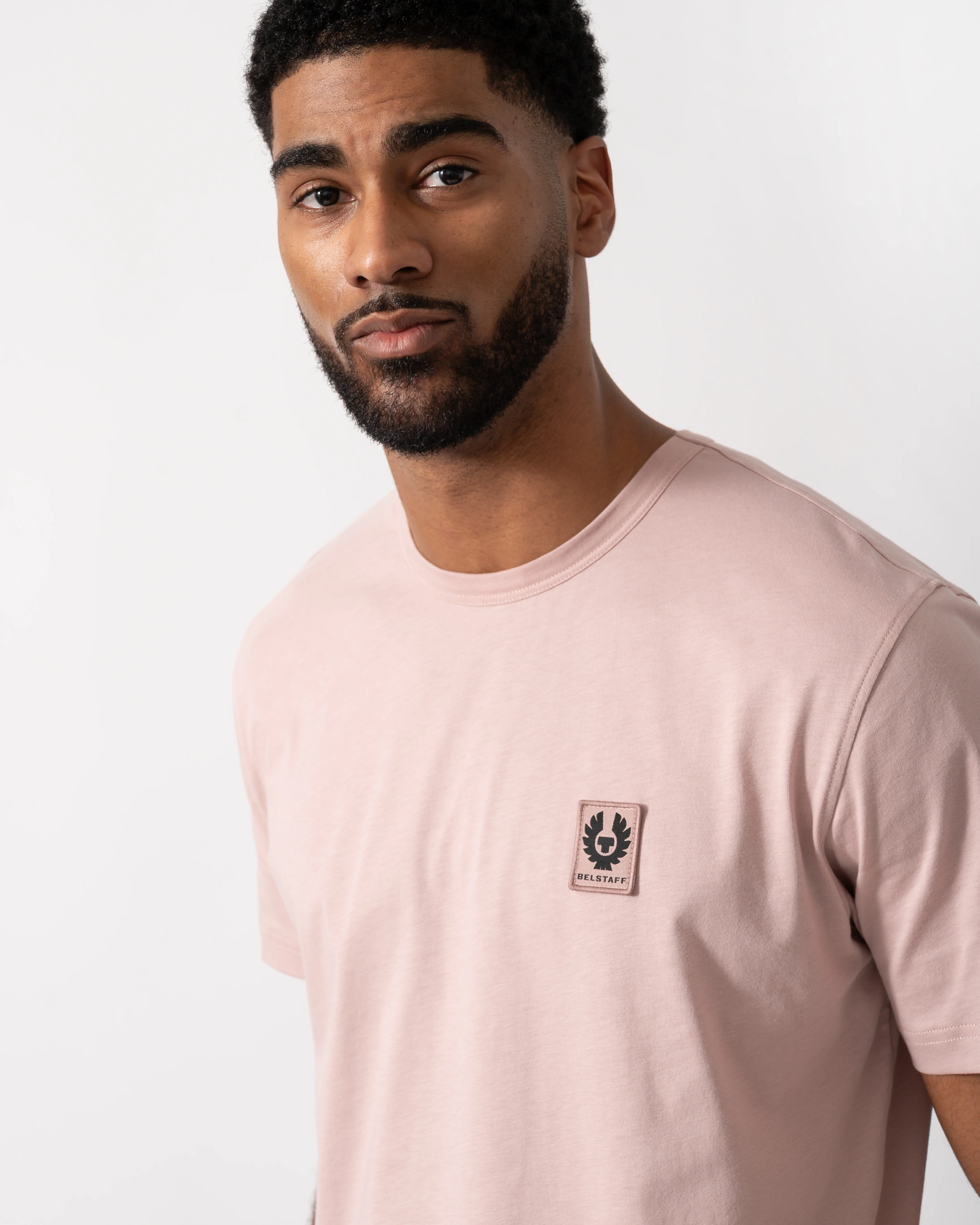 Belstaff Short Sleeved Mens Logo Patch T-Shirt - Dusk Pink - Image 3