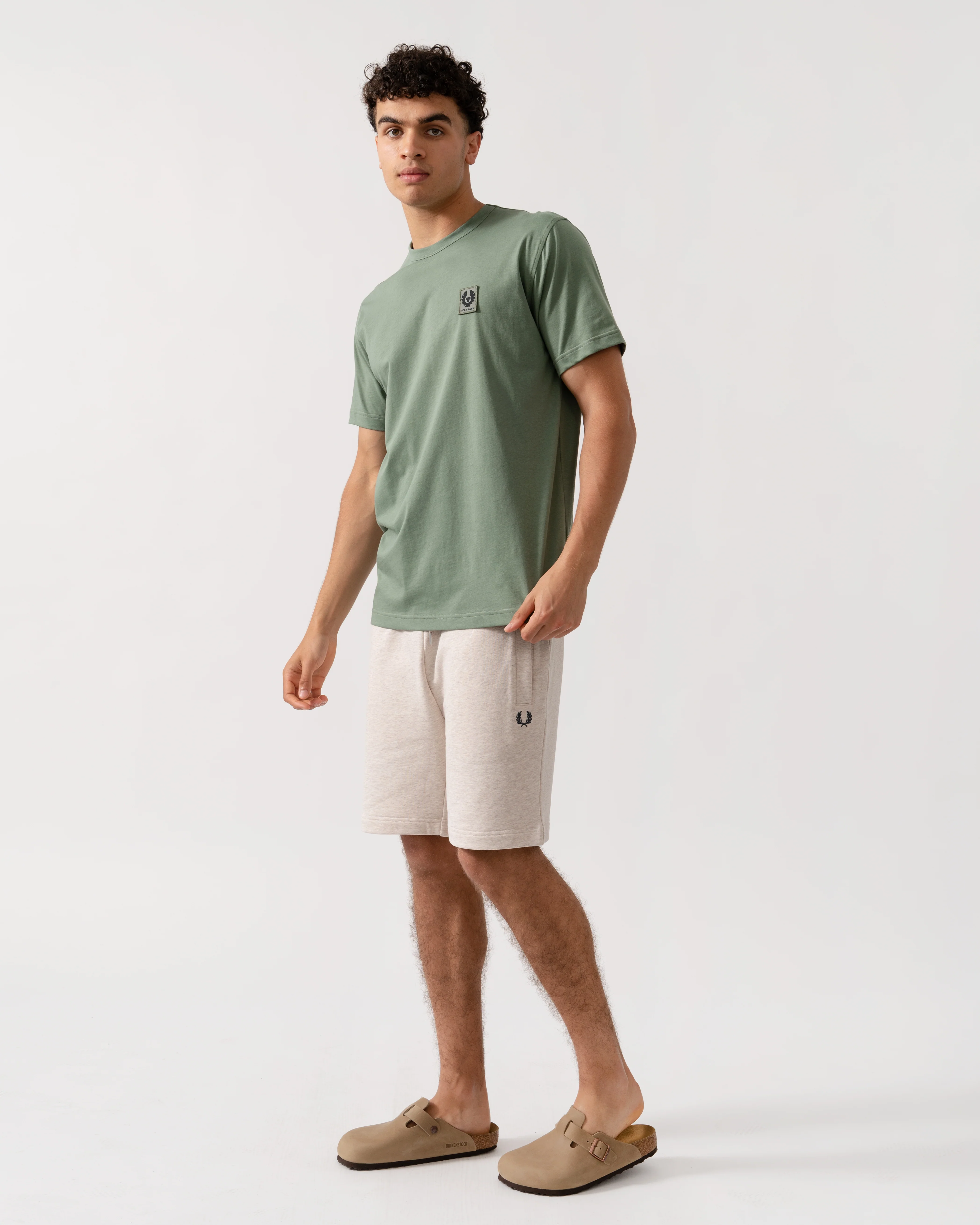 Belstaff Short Sleeved Mens Logo Patch T-Shirt - Sage Green - Image 3