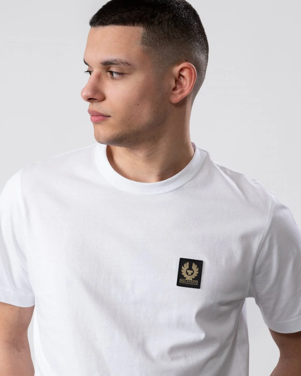 Belstaff Short Sleeved Mens Logo Patch T-Shirt - White - Image 2
