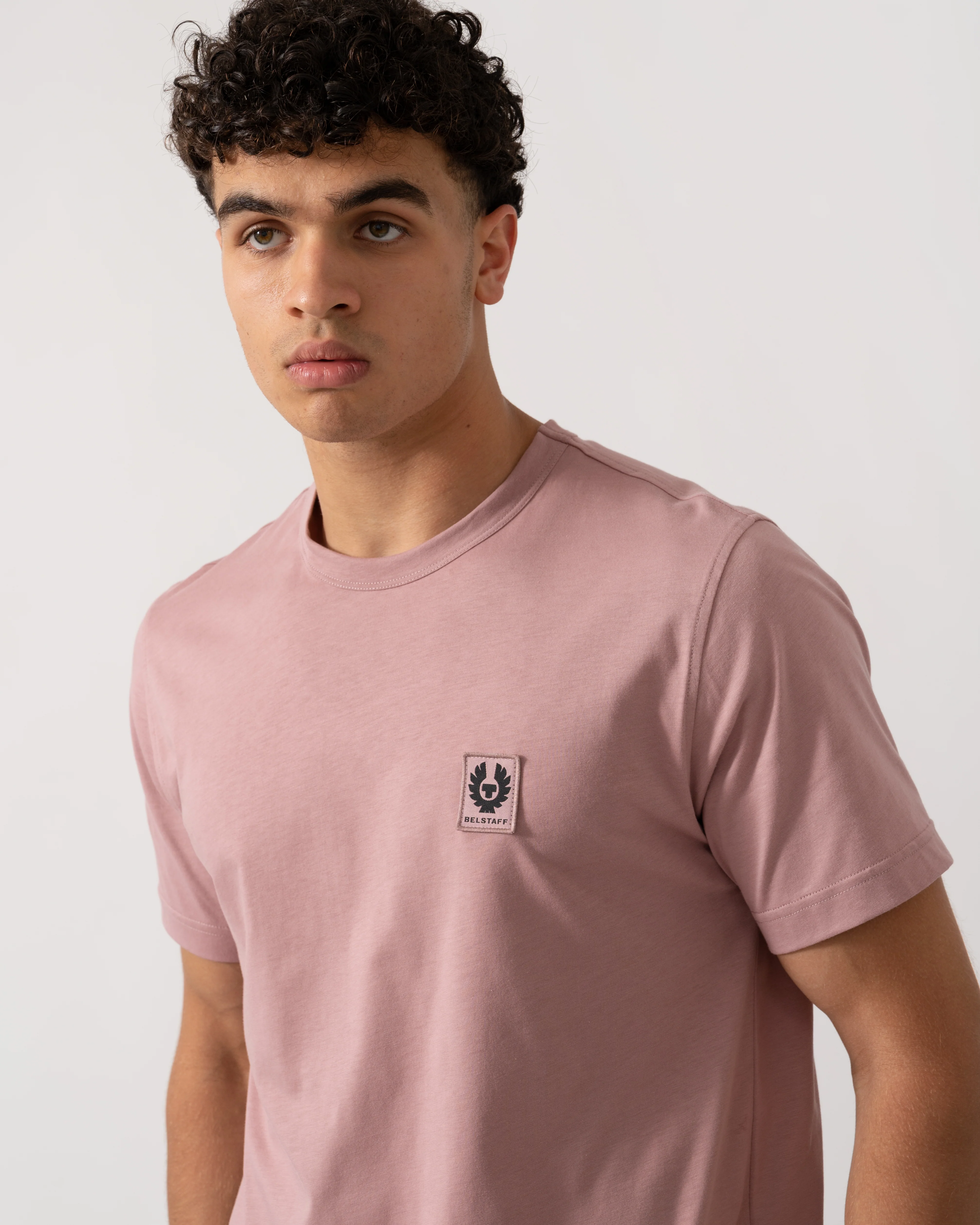 Belstaff Short Sleeved Mens Logo Patch T-Shirt - Wood Rose - Image 2