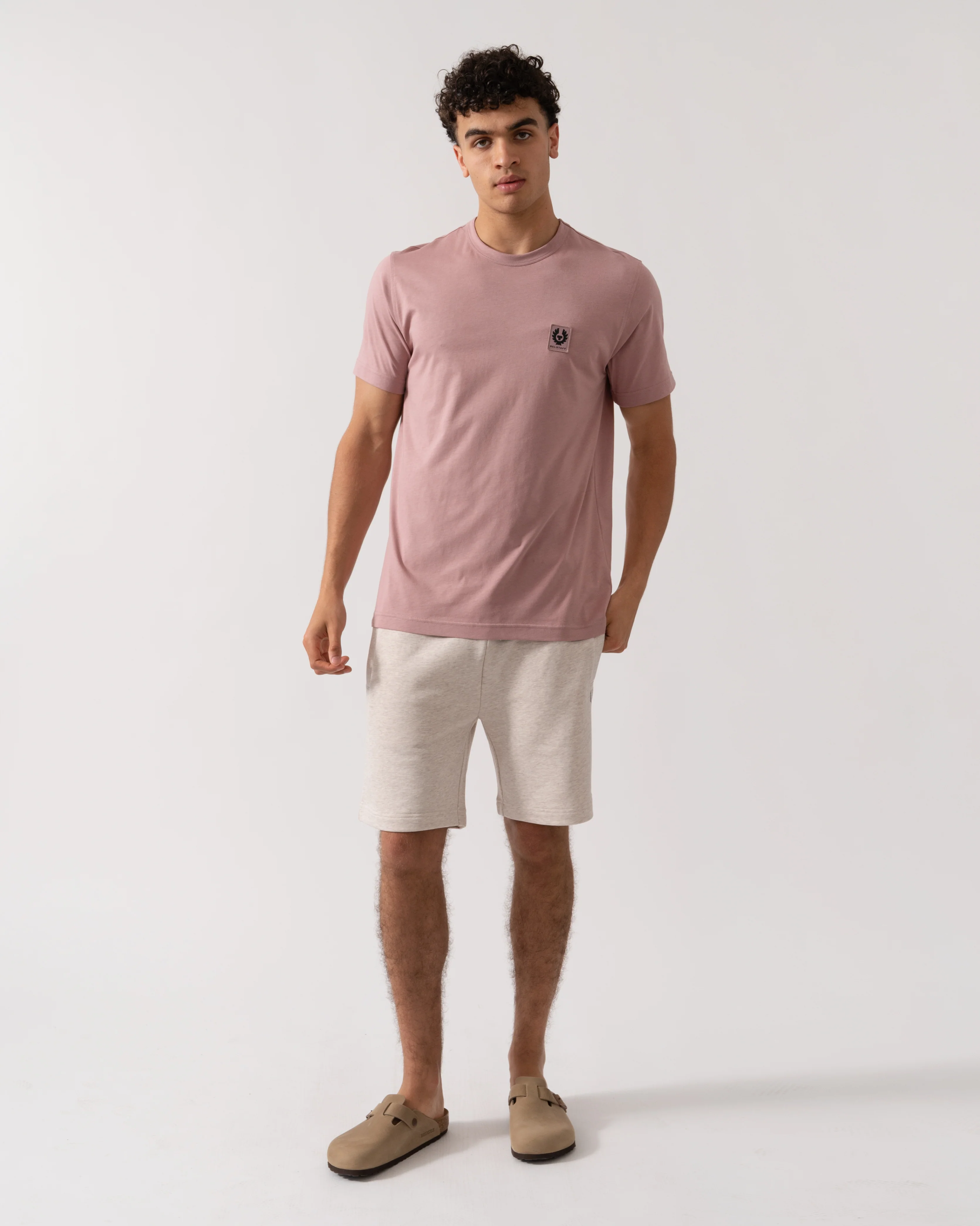 Belstaff Short Sleeved Mens Logo Patch T-Shirt - Wood Rose - Image 3