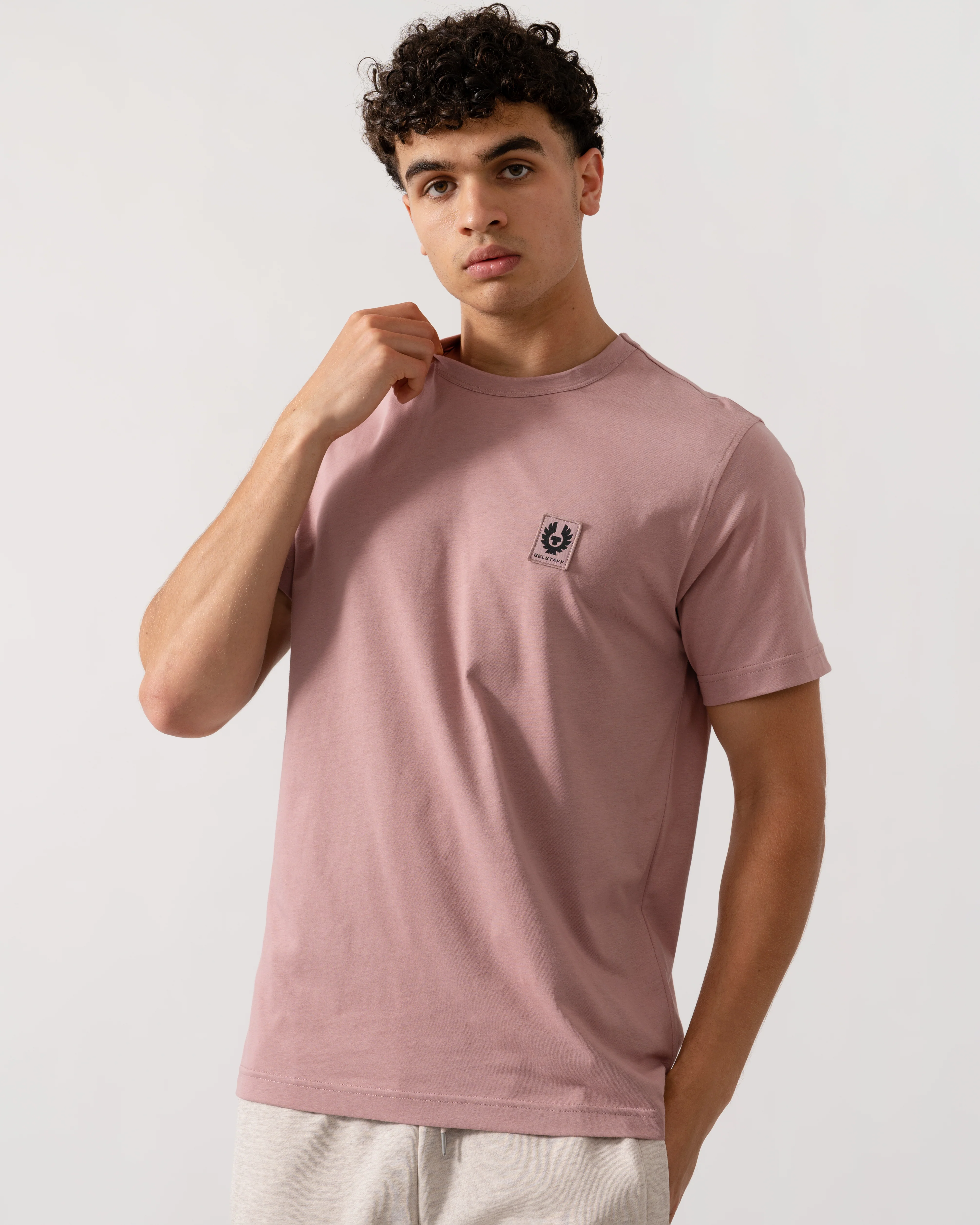 Belstaff Short Sleeved Mens Logo Patch T-Shirt - Wood Rose - Image 5