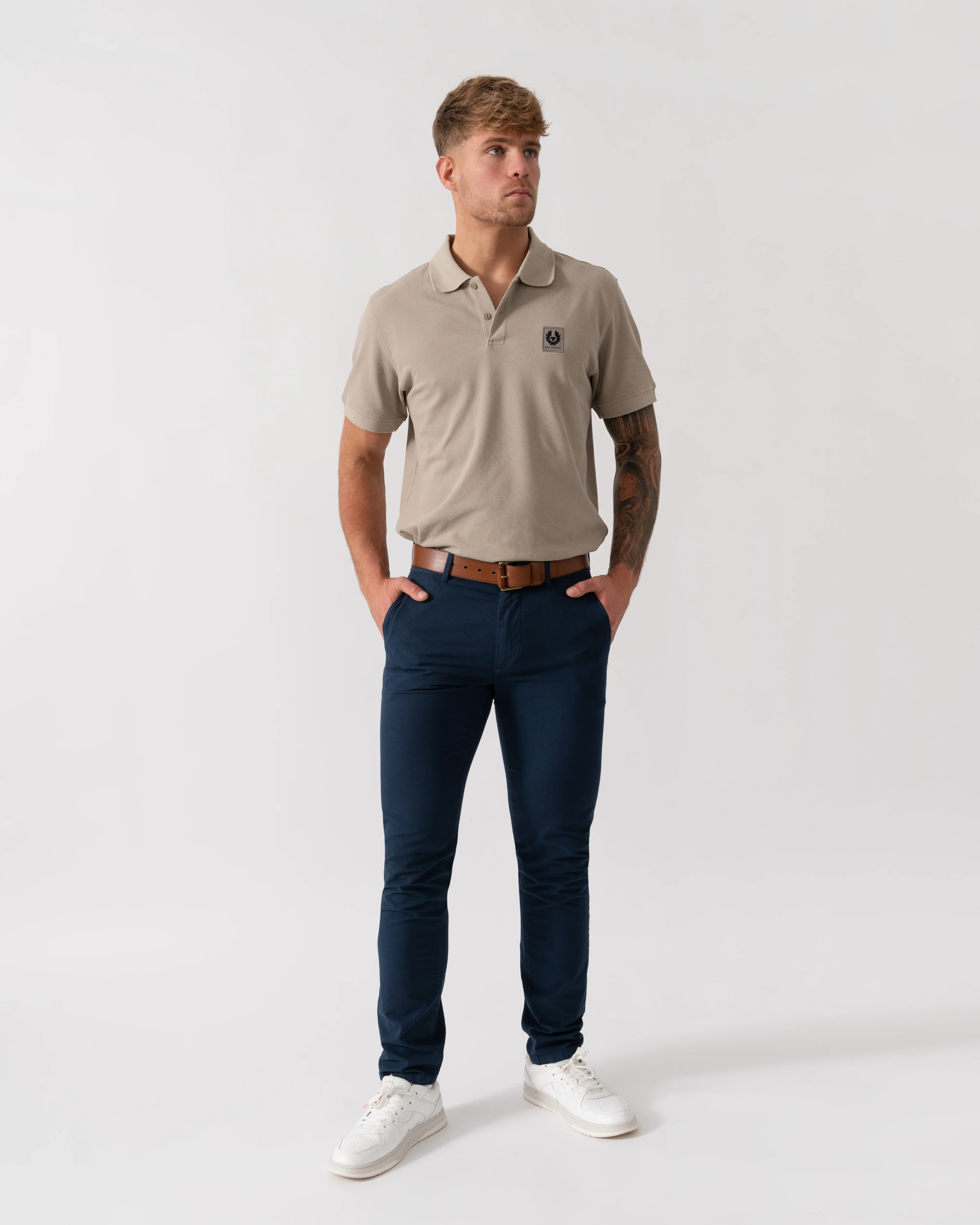 Belstaff Short Sleeved Mens Polo - Dark Sand - Image 2