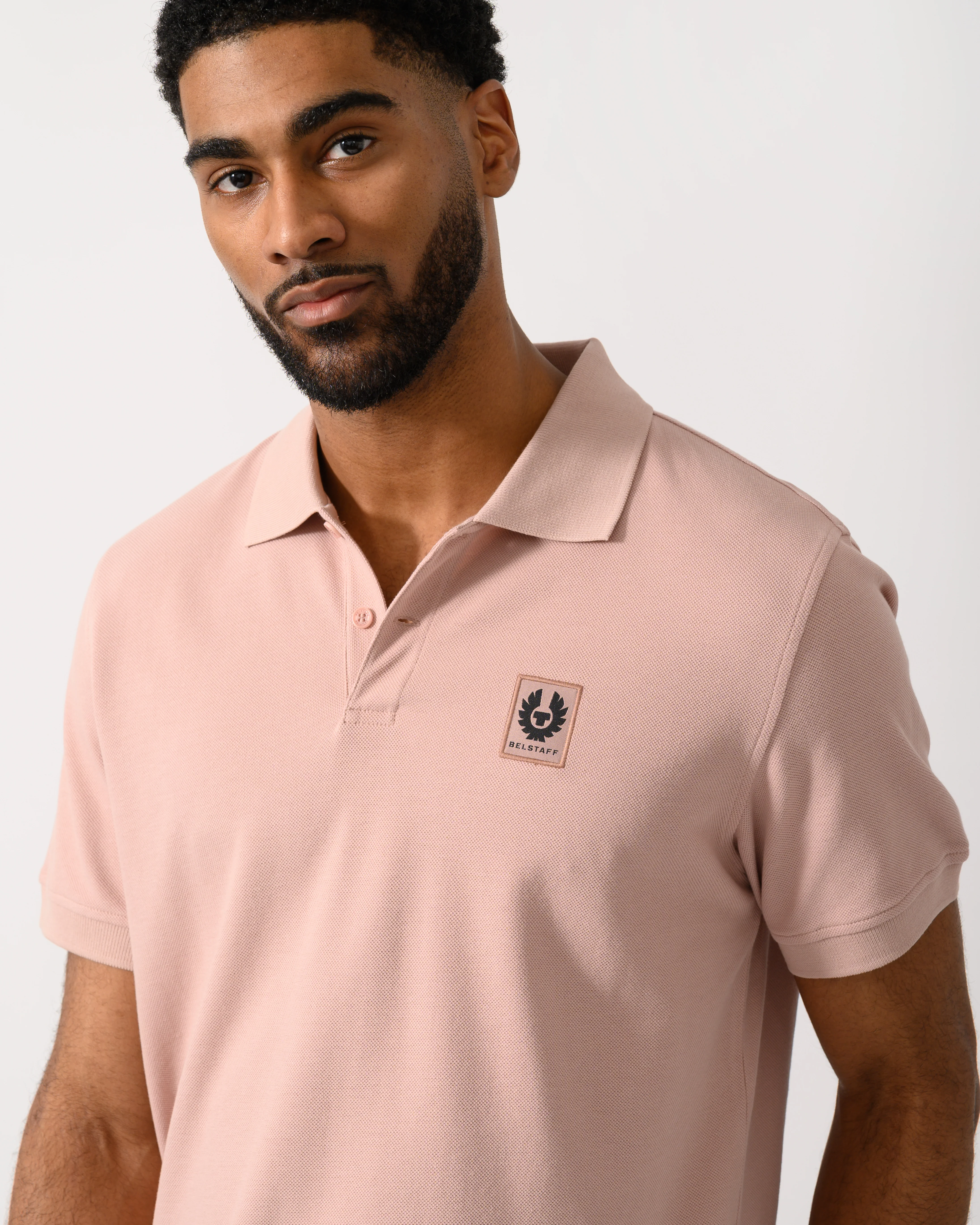 Belstaff Short Sleeved Mens Polo - Dusk Pink - Image 3