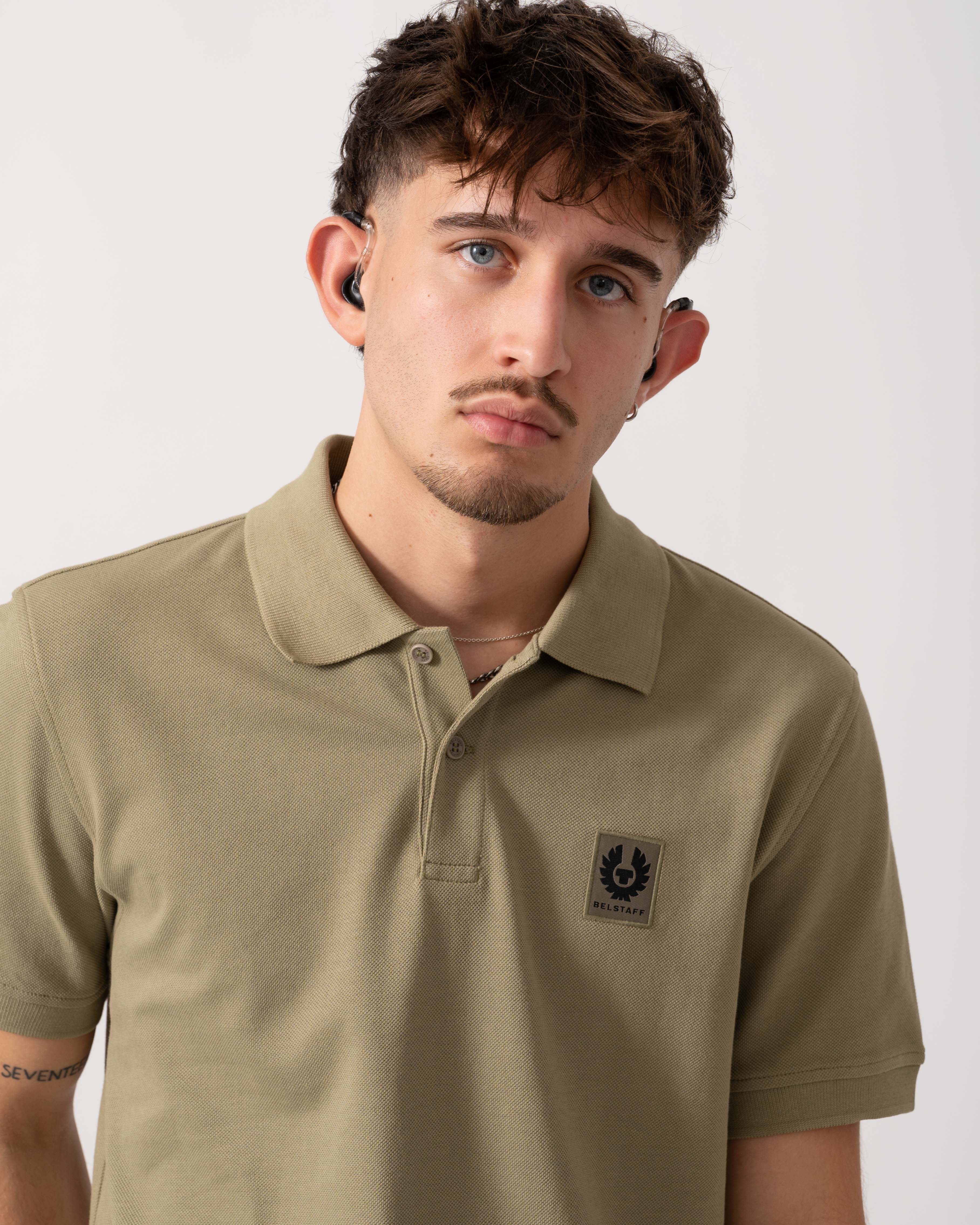 Belstaff Short Sleeved Mens Polo - Fatigue Green - Image 3