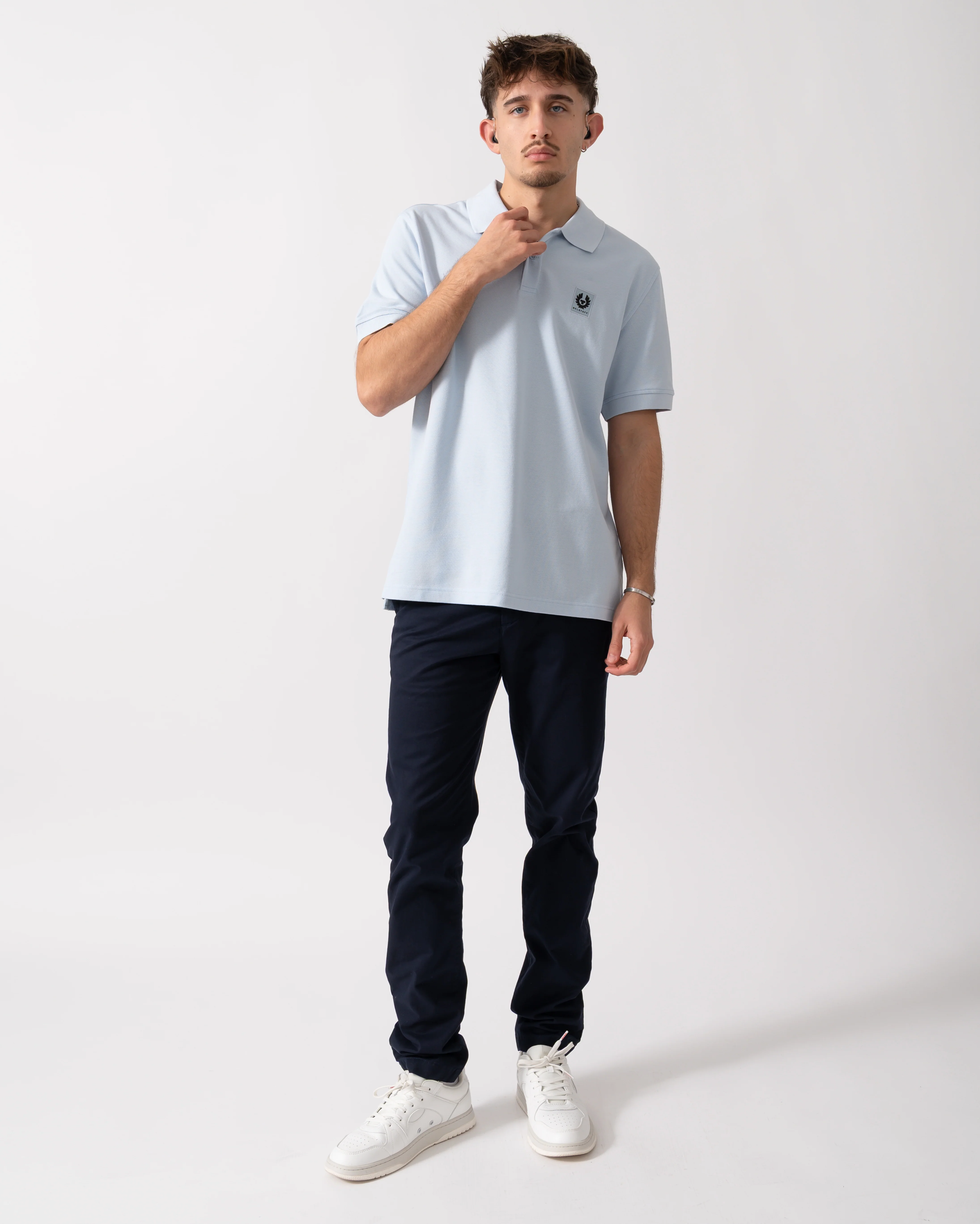 Belstaff Short Sleeved Mens Polo - Sky Blue - Image 3