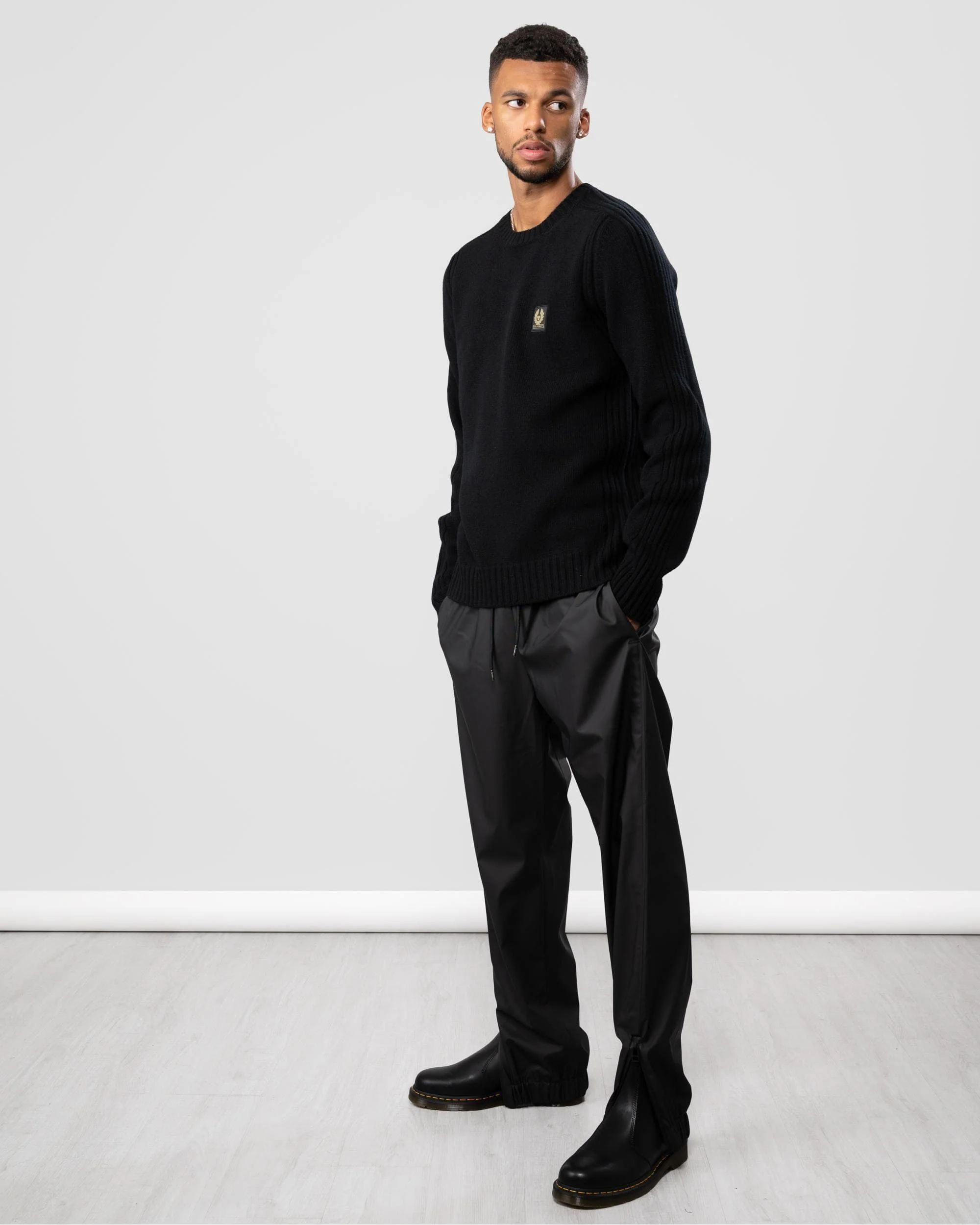 Belstaff Watch Mens Crew Neck Jumper With Logo Patch - Black - Image 4