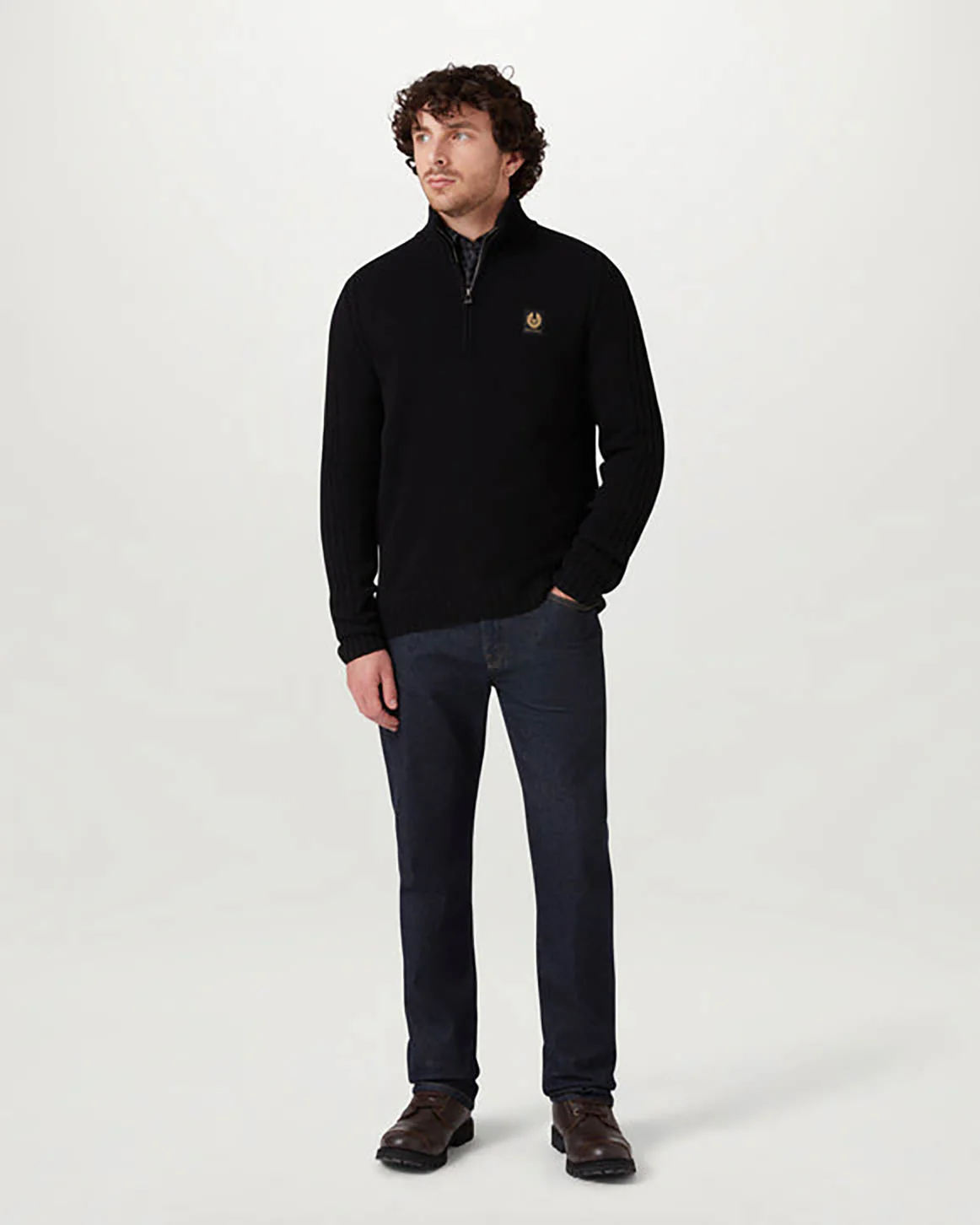 Belstaff Watch Mens Quarter Zip Jumper - Black - Image 2