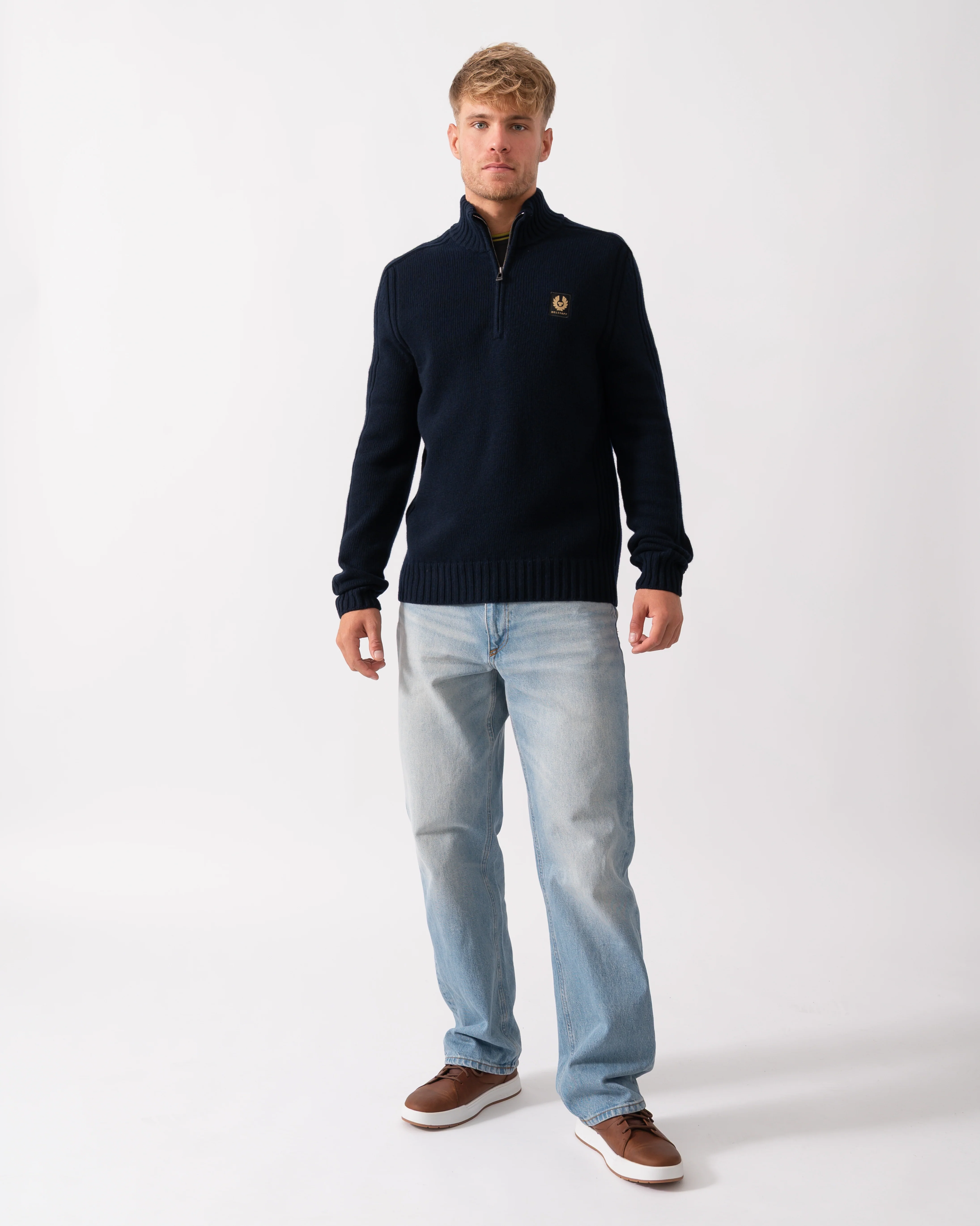 Belstaff Watch Mens Quarter Zip Jumper - Dark Ink - Image 2