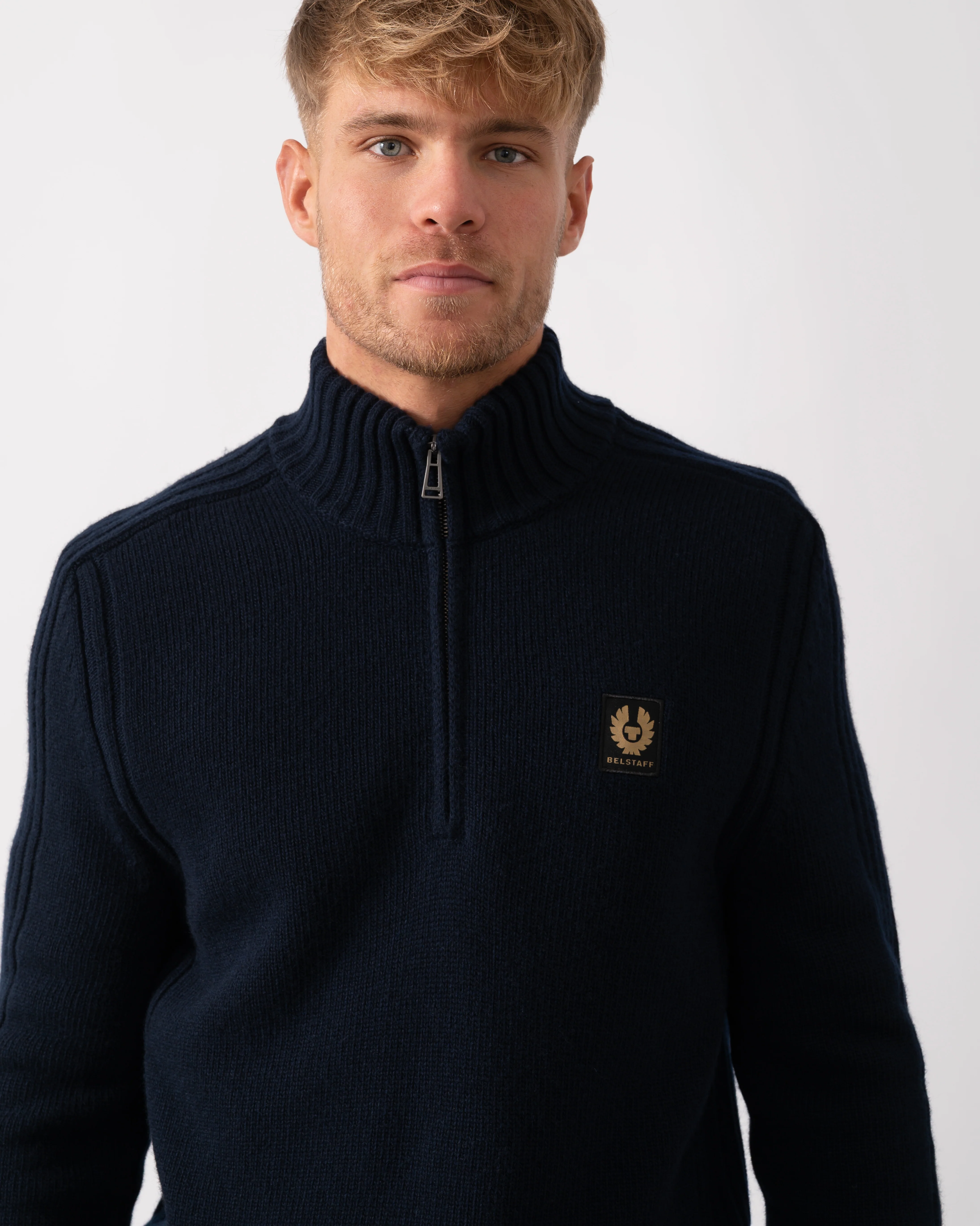 Belstaff Watch Mens Quarter Zip Jumper - Dark Ink - Image 3