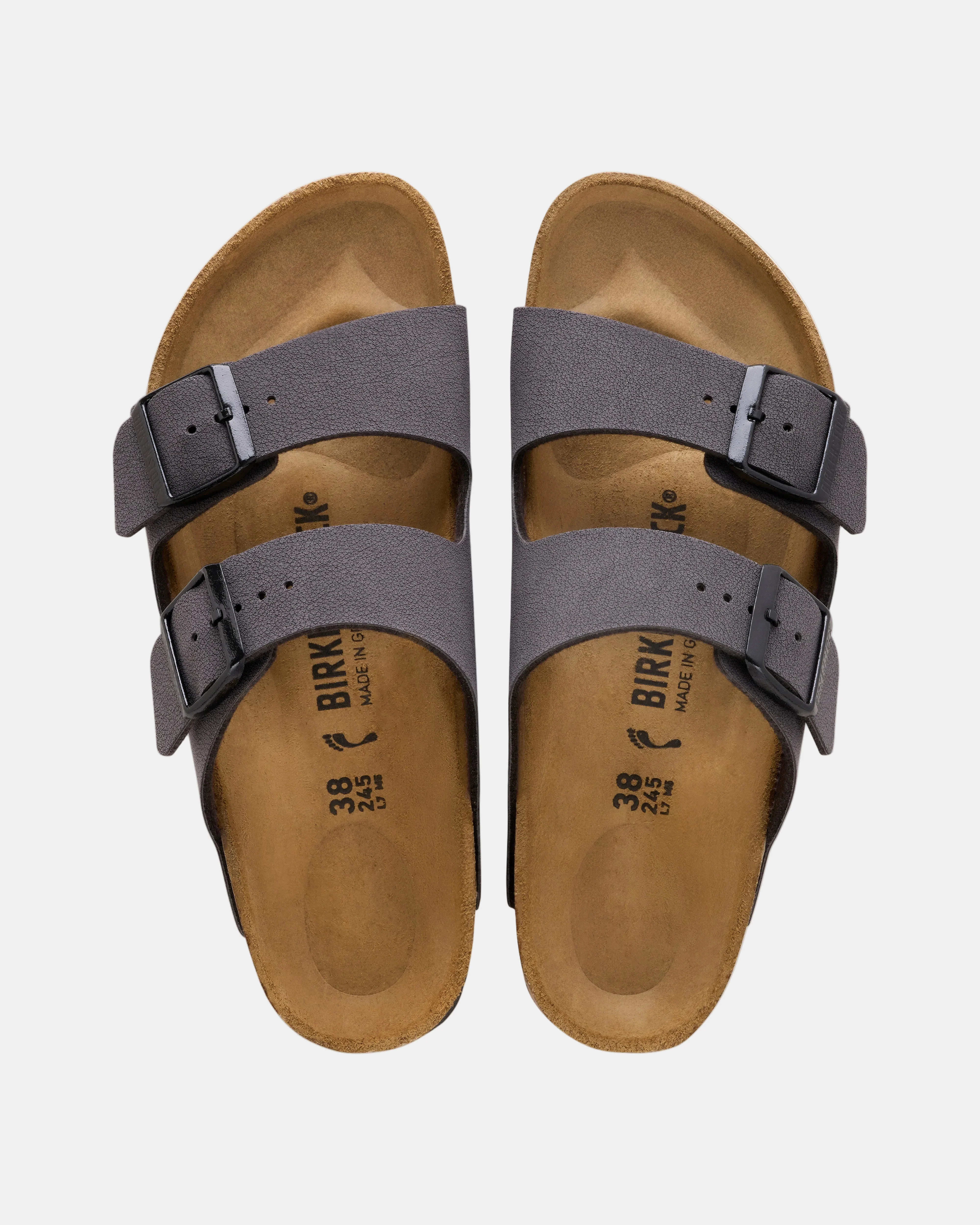 Birkenstock Arizona Birkibuc Womens Sandals - Velvet Gray/Black - Image 2