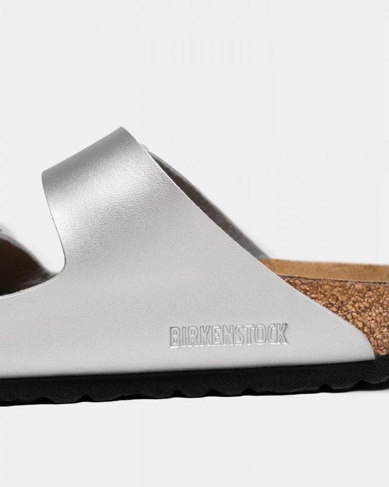 Birkenstock Arizona Birko-Flor Metallic Womens Sandals - Silver - Image 3