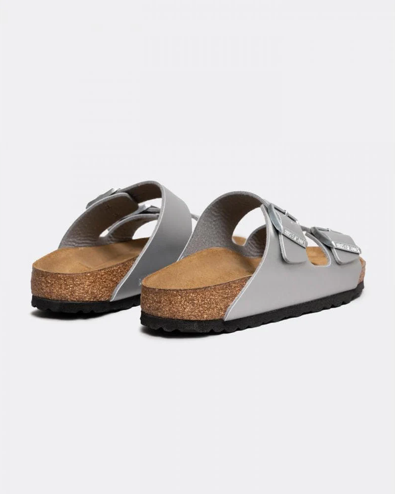 Birkenstock Arizona Birko-Flor Metallic Womens Sandals - Silver - Image 4